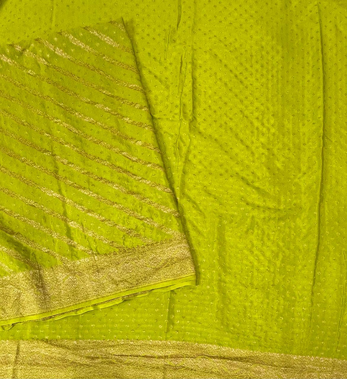 Neon green pure banarasi-12 crepe silk saree