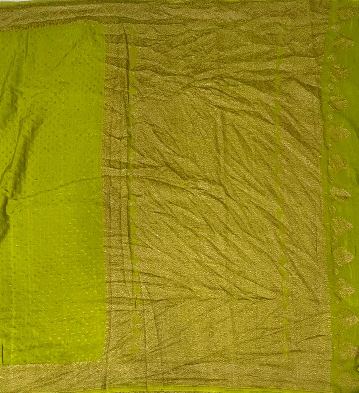 Neon green pure banarasi-12 crepe silk saree