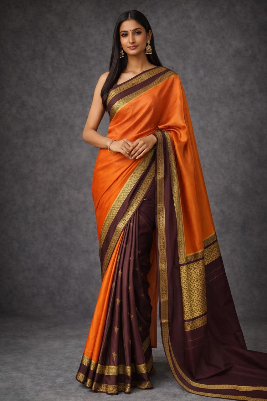 Brown Partly Pallu pure mysore silk-12 saree