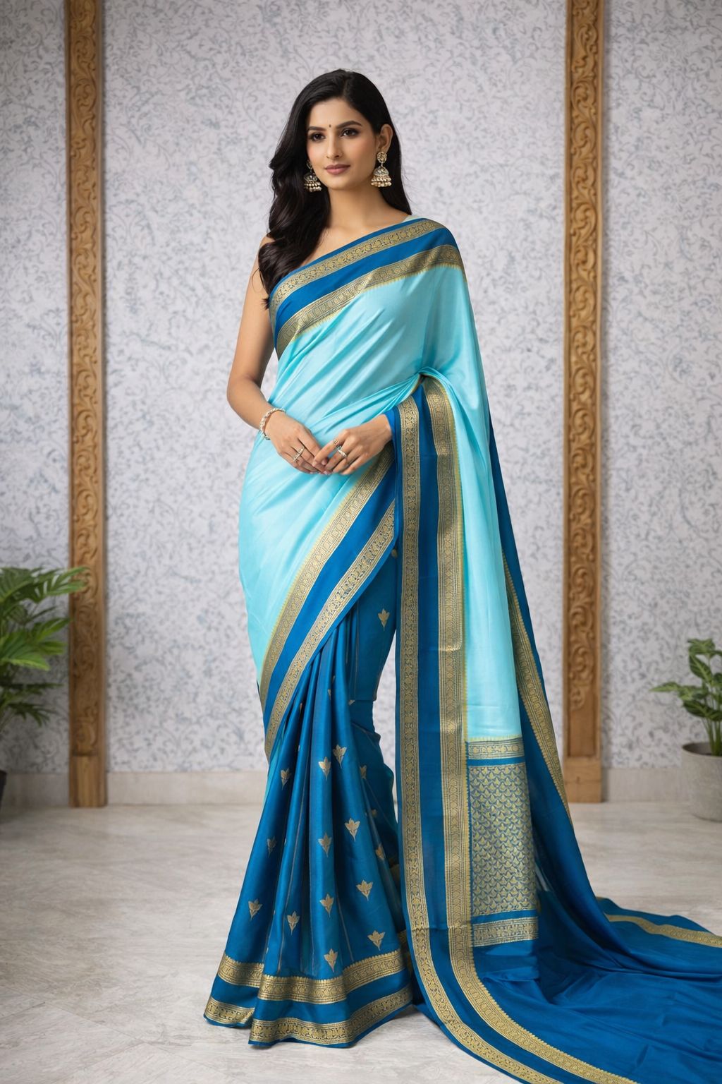 Blue Partly Pallu pure mysore silk-12 saree