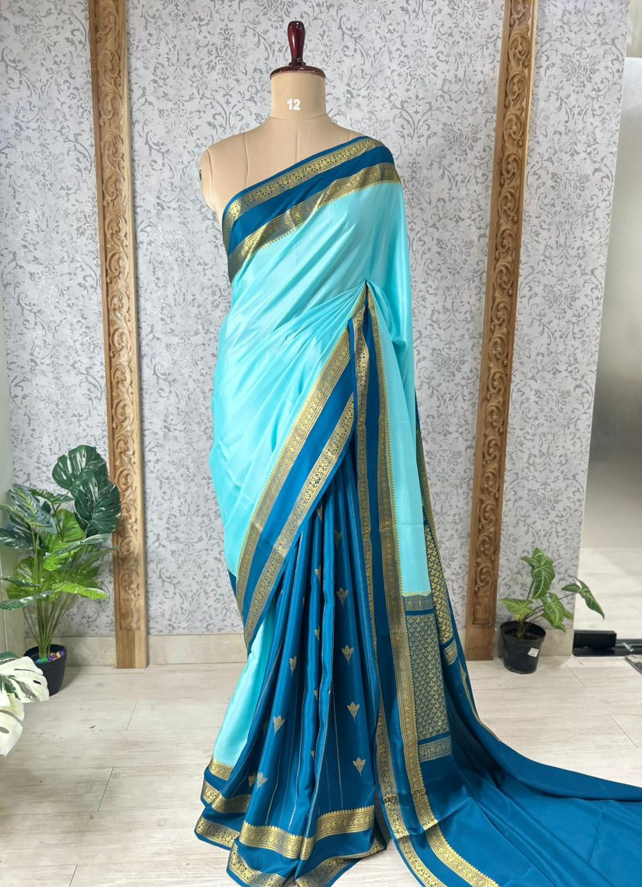 Blue Partly Pallu pure mysore silk-12 saree