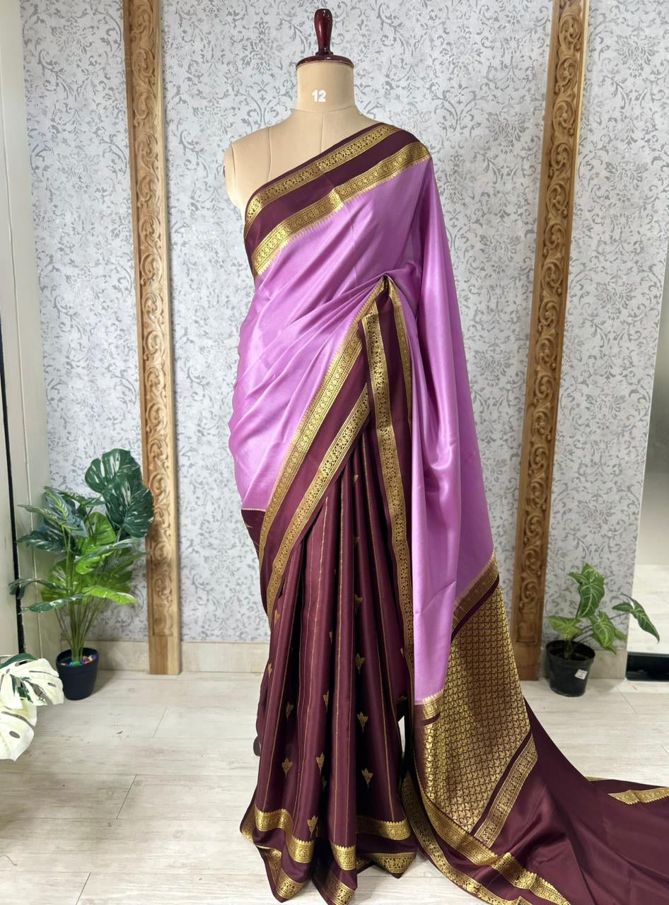 Wine Partly Pallu pure mysore silk-12 saree