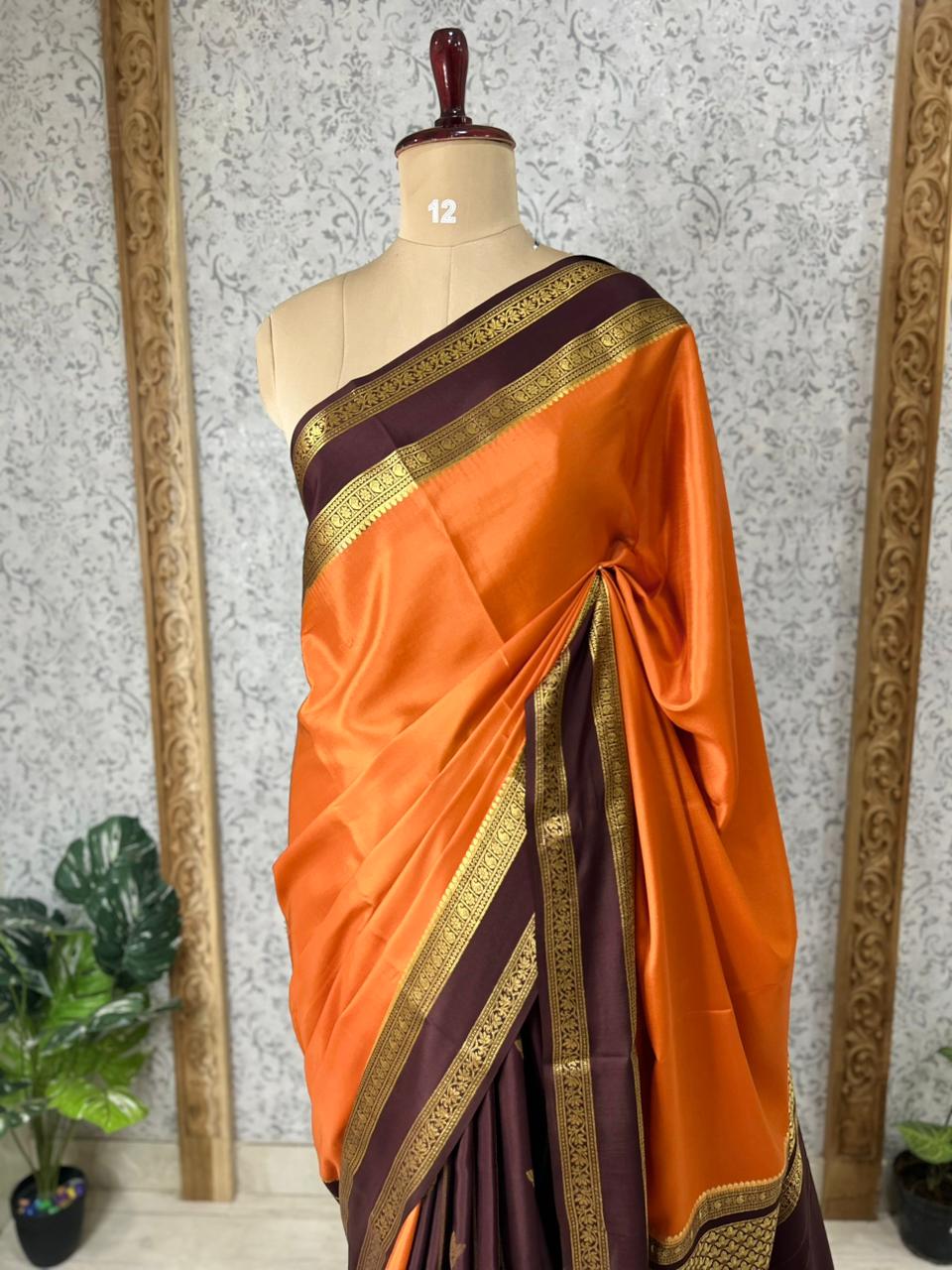 Brown Partly Pallu pure mysore silk-12 saree