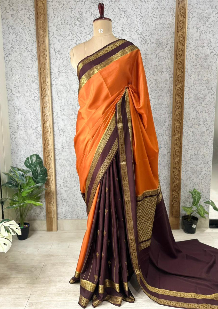 Brown Partly Pallu pure mysore silk-12 saree