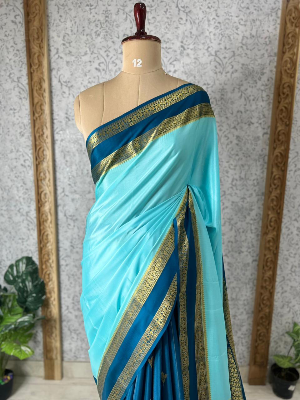 Blue Partly Pallu pure mysore silk-12 saree
