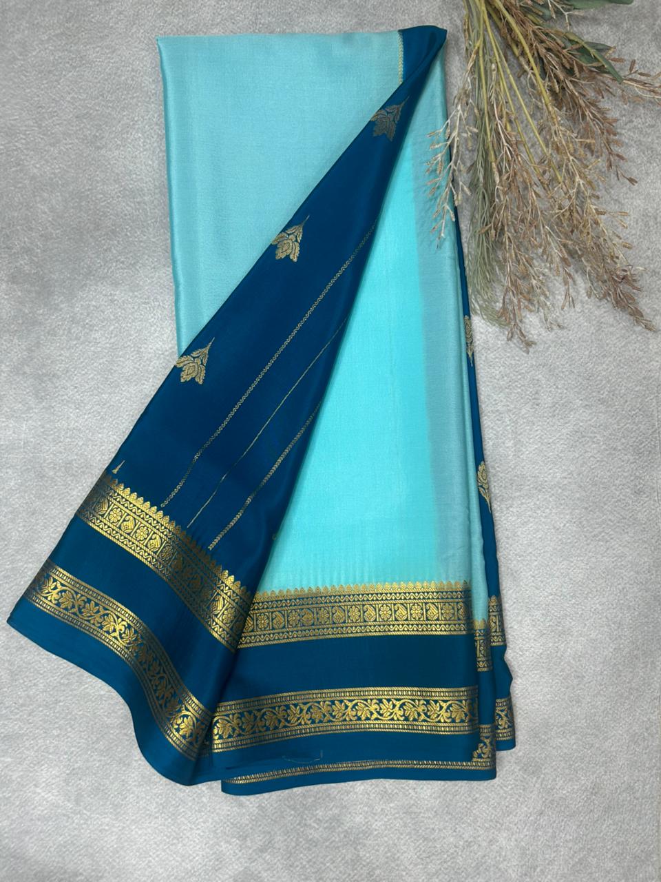 Blue Partly Pallu pure mysore silk-12 saree