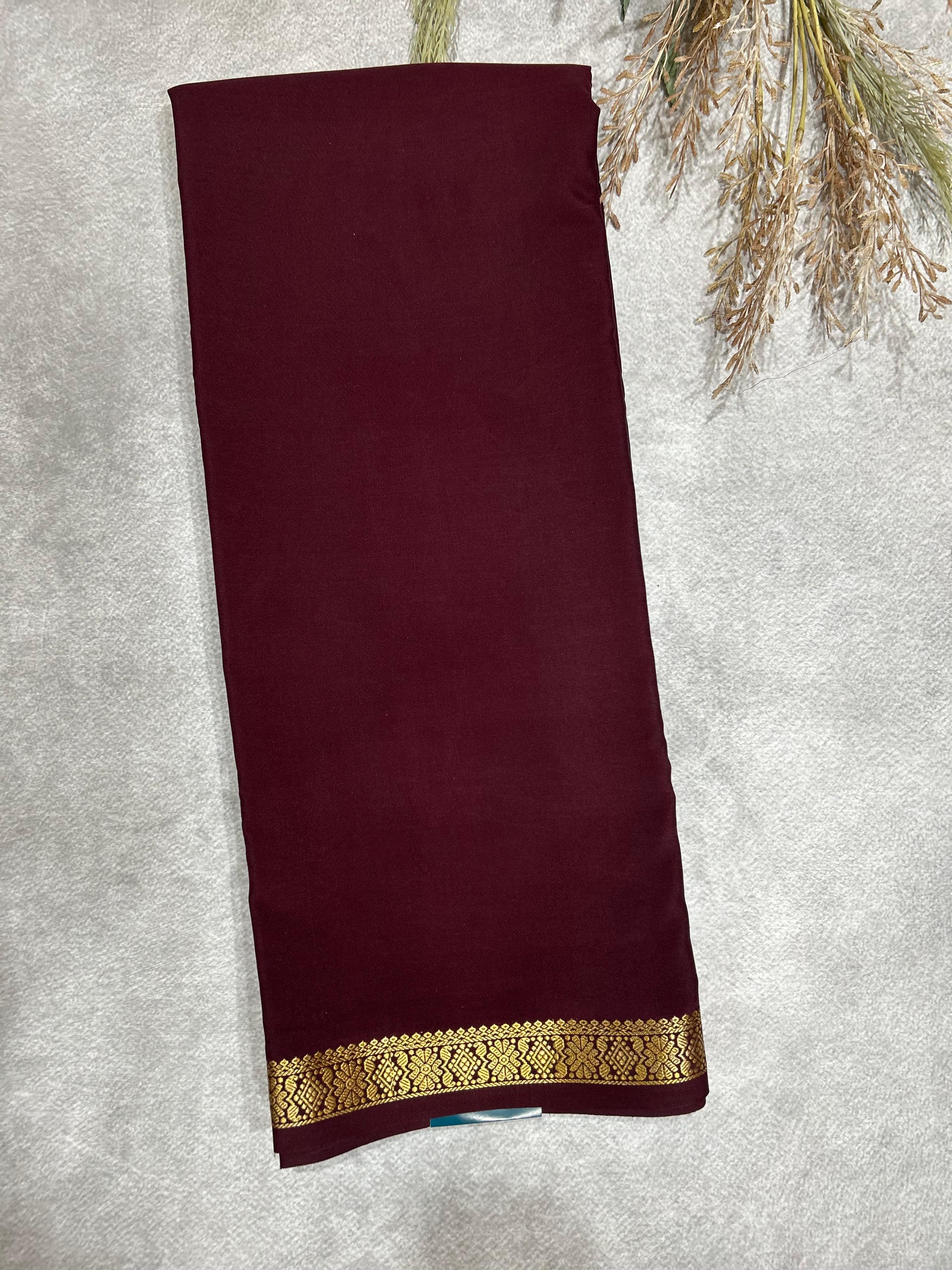 Brown pure mysore silk-140GSM saree