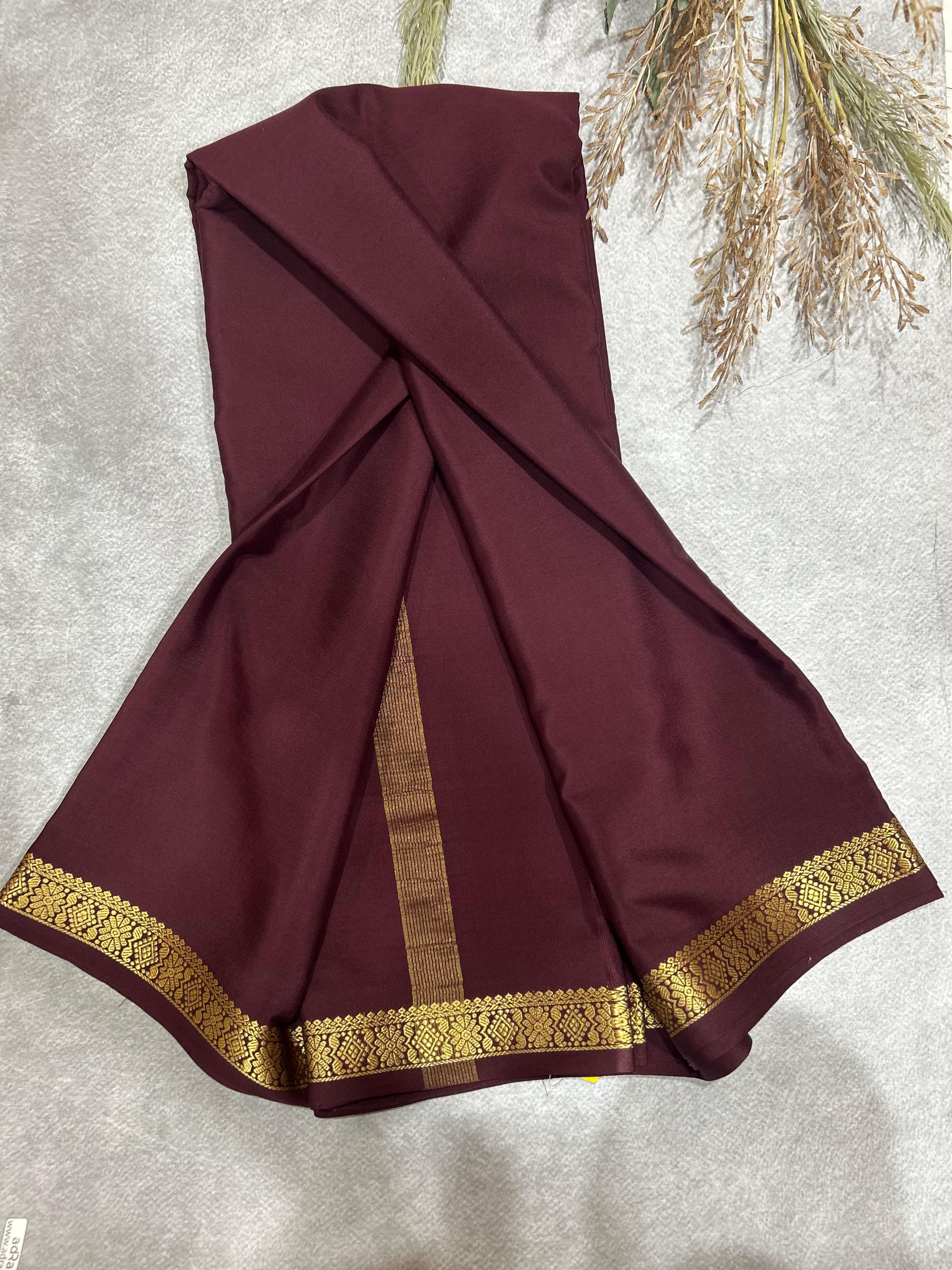 Brown pure mysore silk-140GSM saree