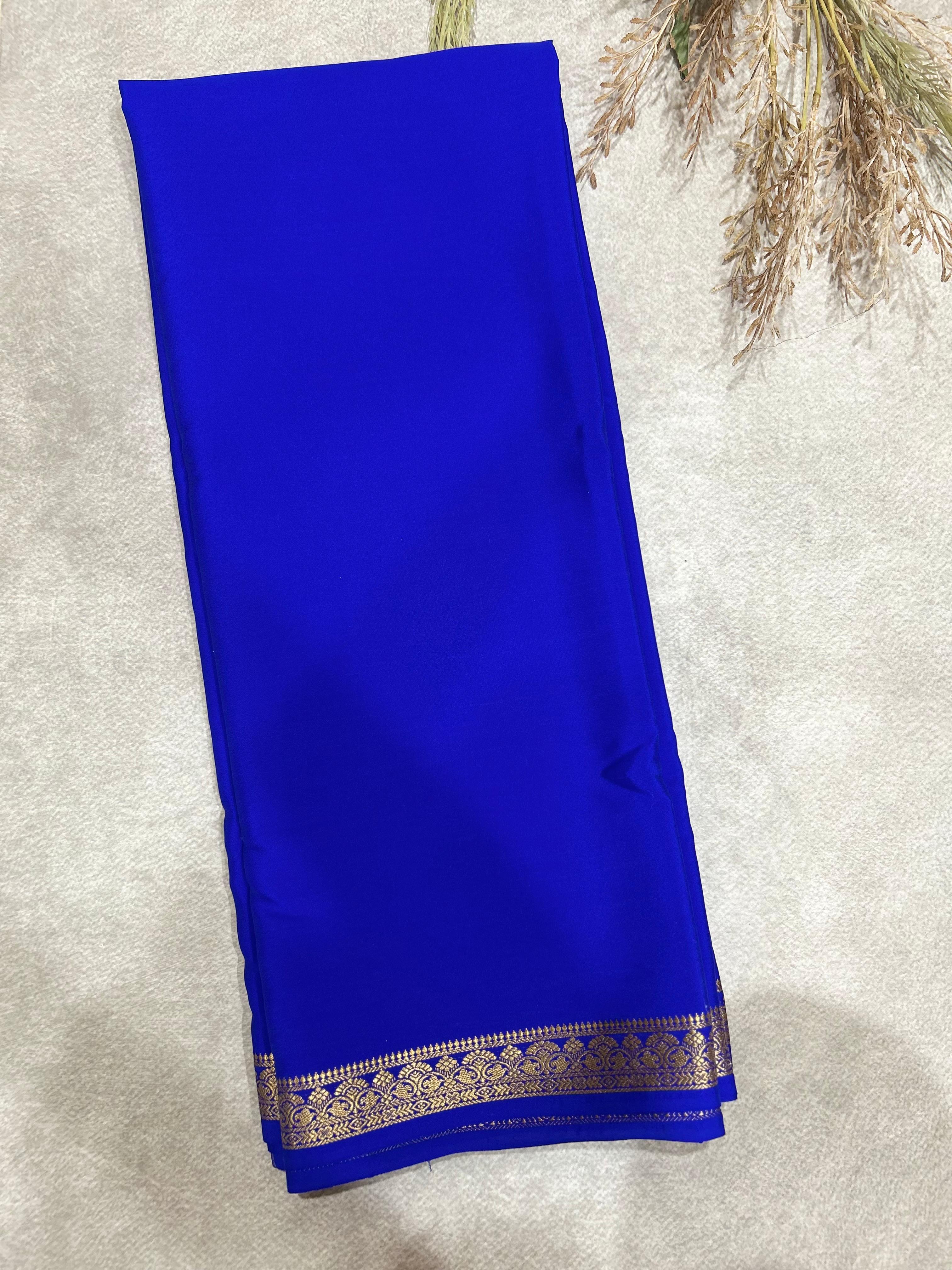Royal blue pure mysore silk-140GSM saree