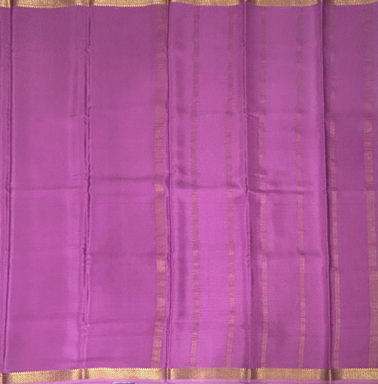 onion pink plain one inch pure mysore silk-12 saree