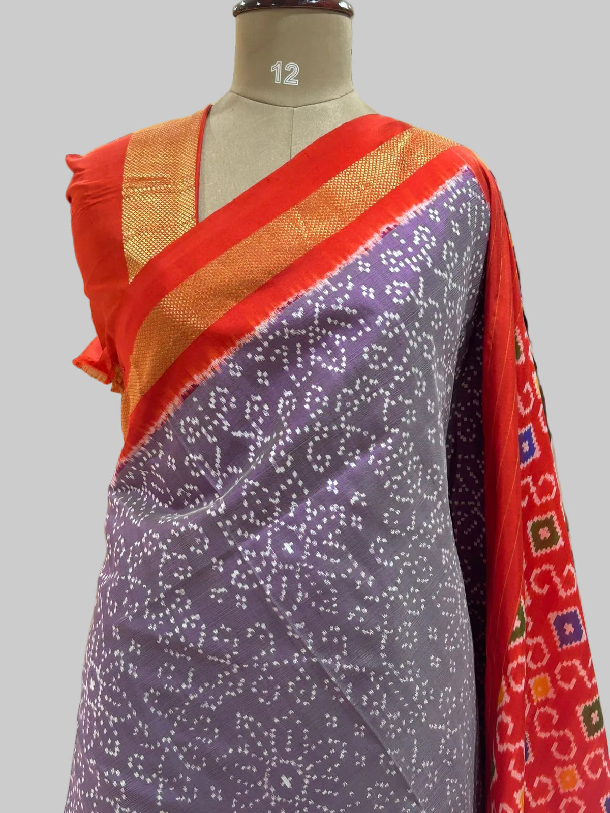 Light purple ikkat Pochampally-12 pure silk saree