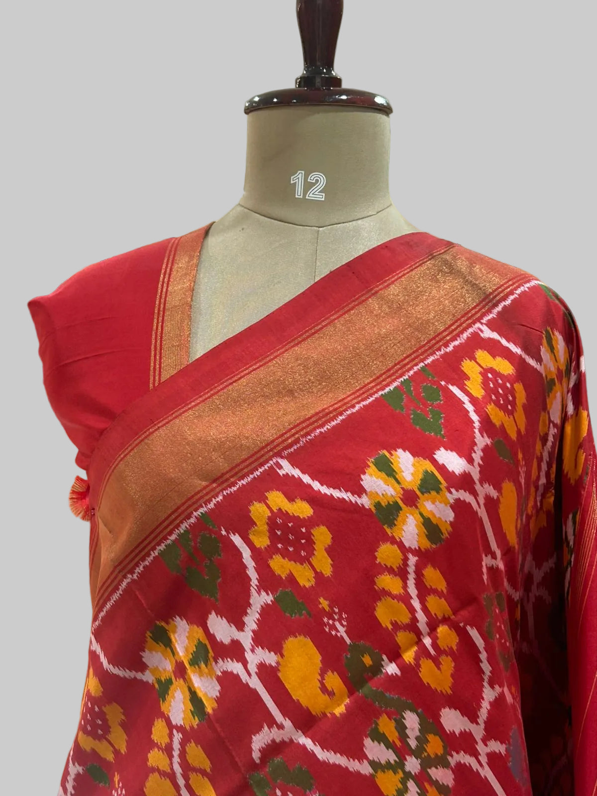 Red ikkat Pochampally-12 pure silk saree