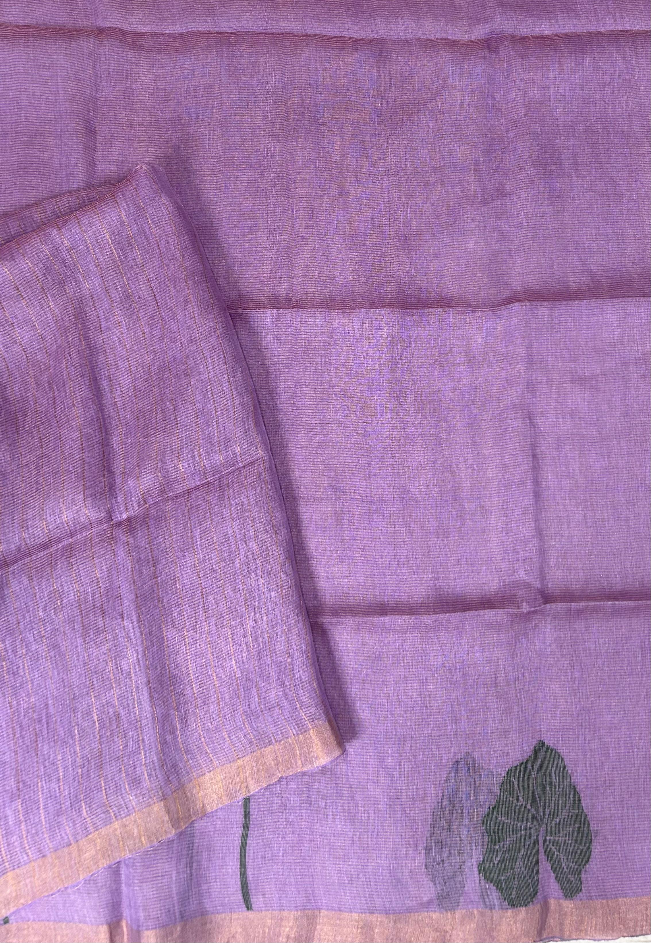 Brown pure jamdani linen saree
