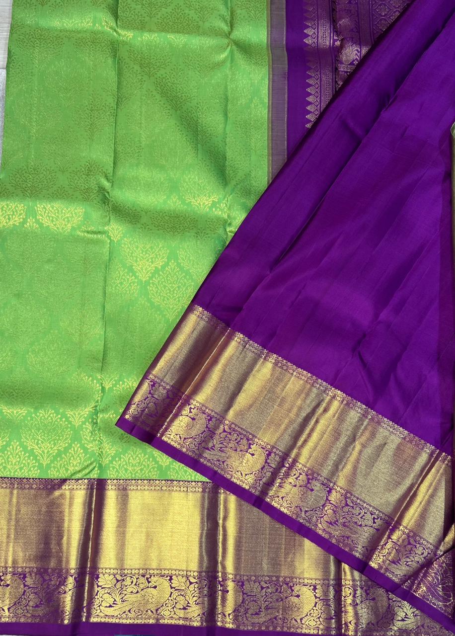 Pastel green n purple pure kanchipuram-101 silk saree