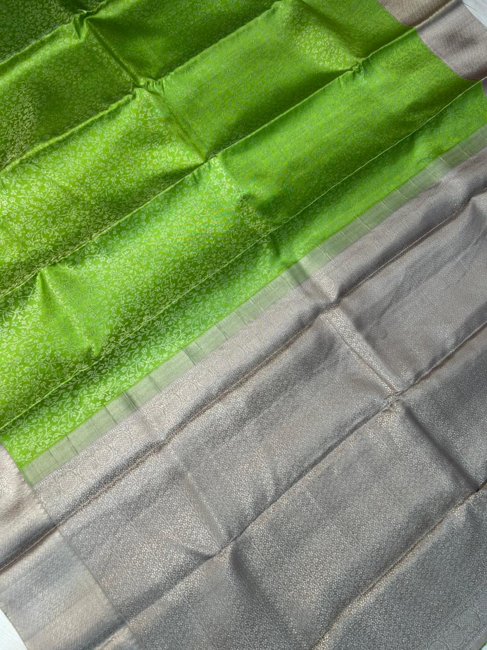 Pastel green n cream  pure kanchipuram-101 silk saree