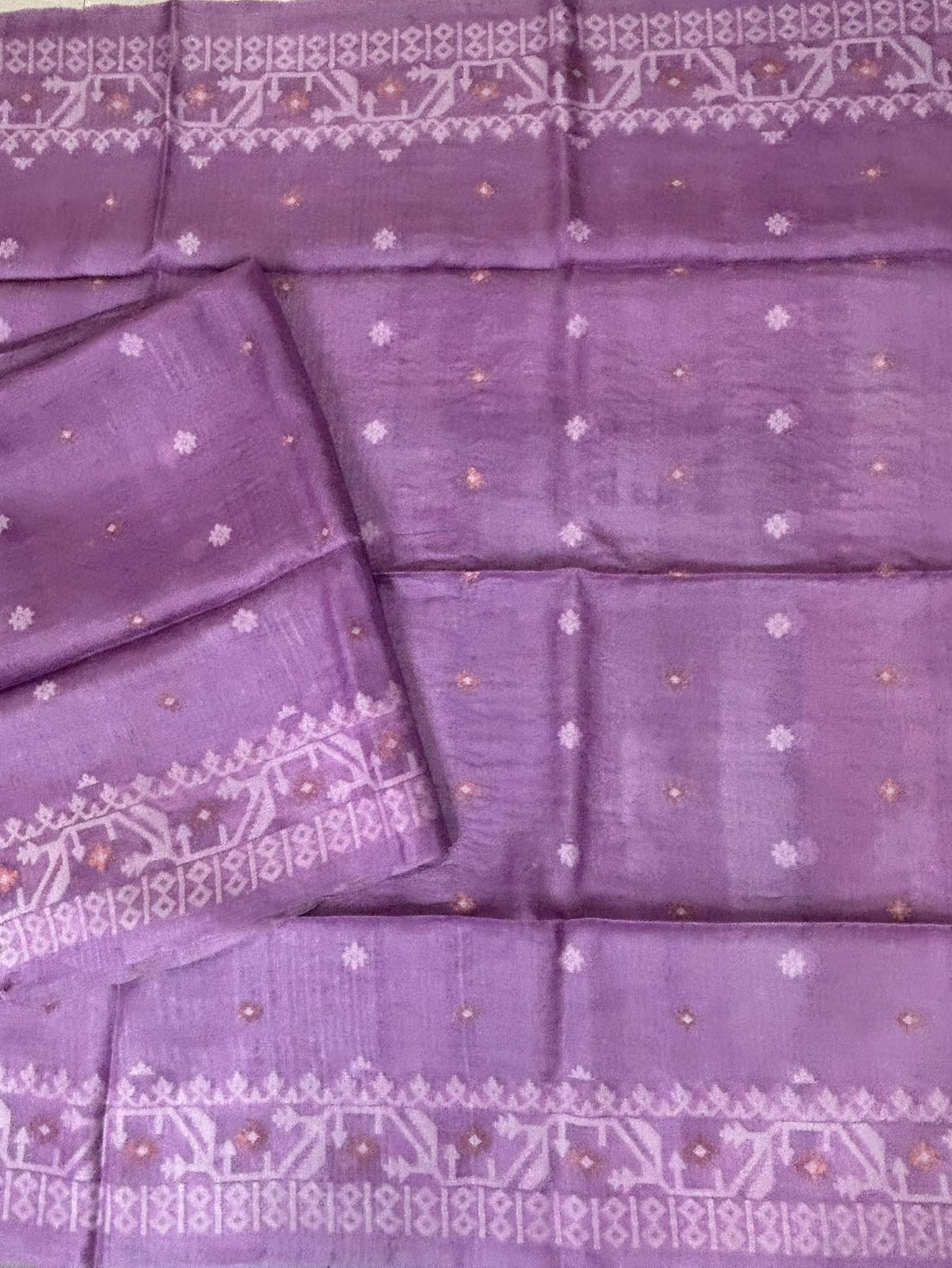 Lavender pure jamdani tussar saree