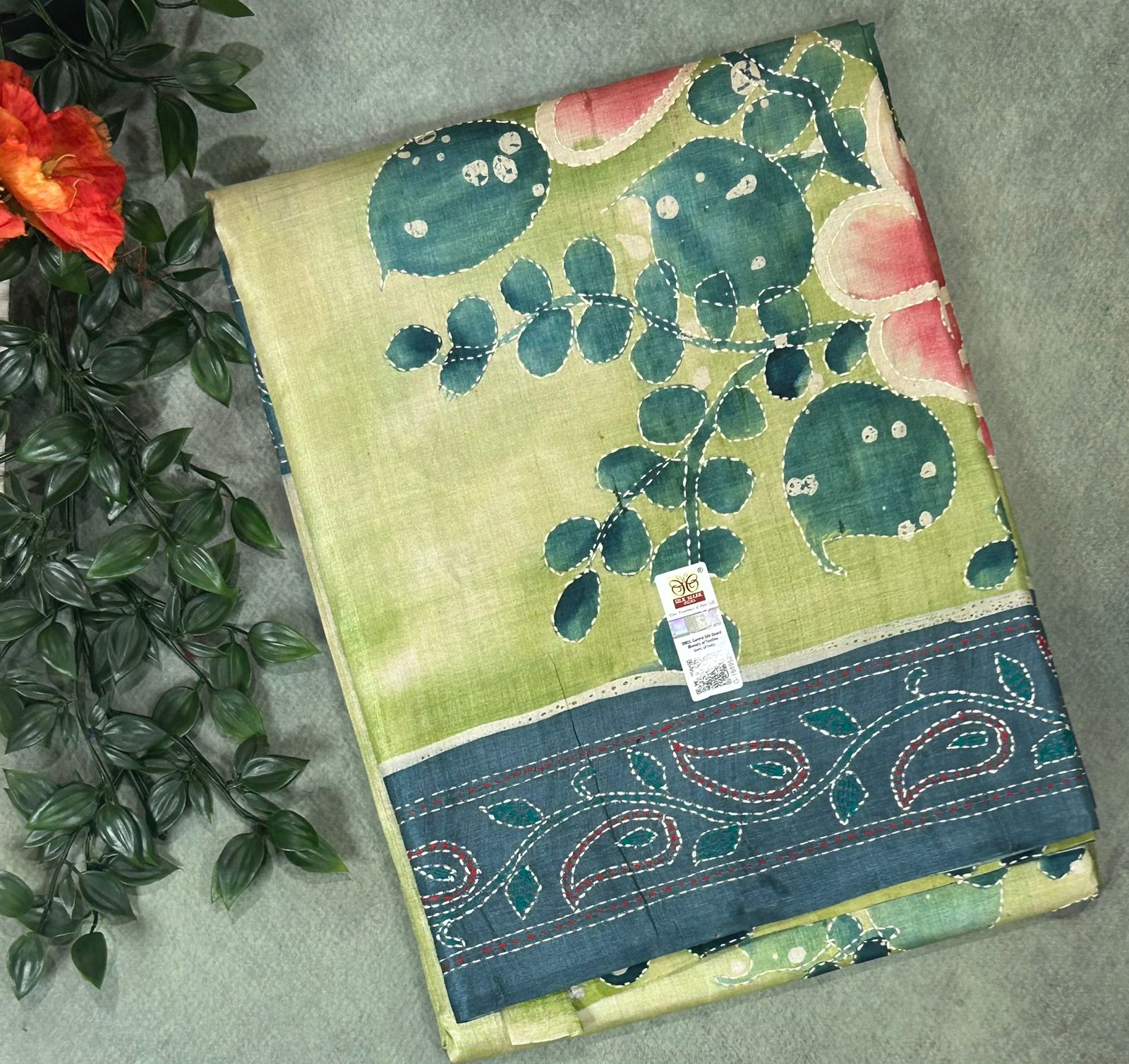 Pastel green pure jamdani tussar saree