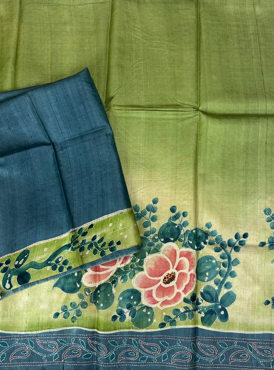 Pastel green pure jamdani tussar saree