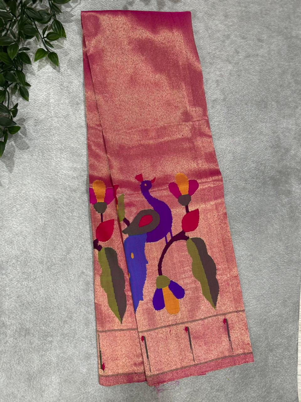 Purple pure paithani tissue blouse with mysore crepe silk saree 101