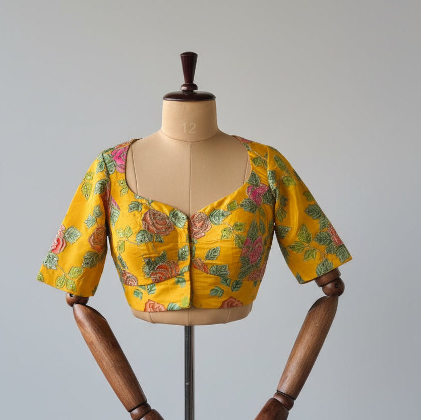 Yellow printed blouse-101