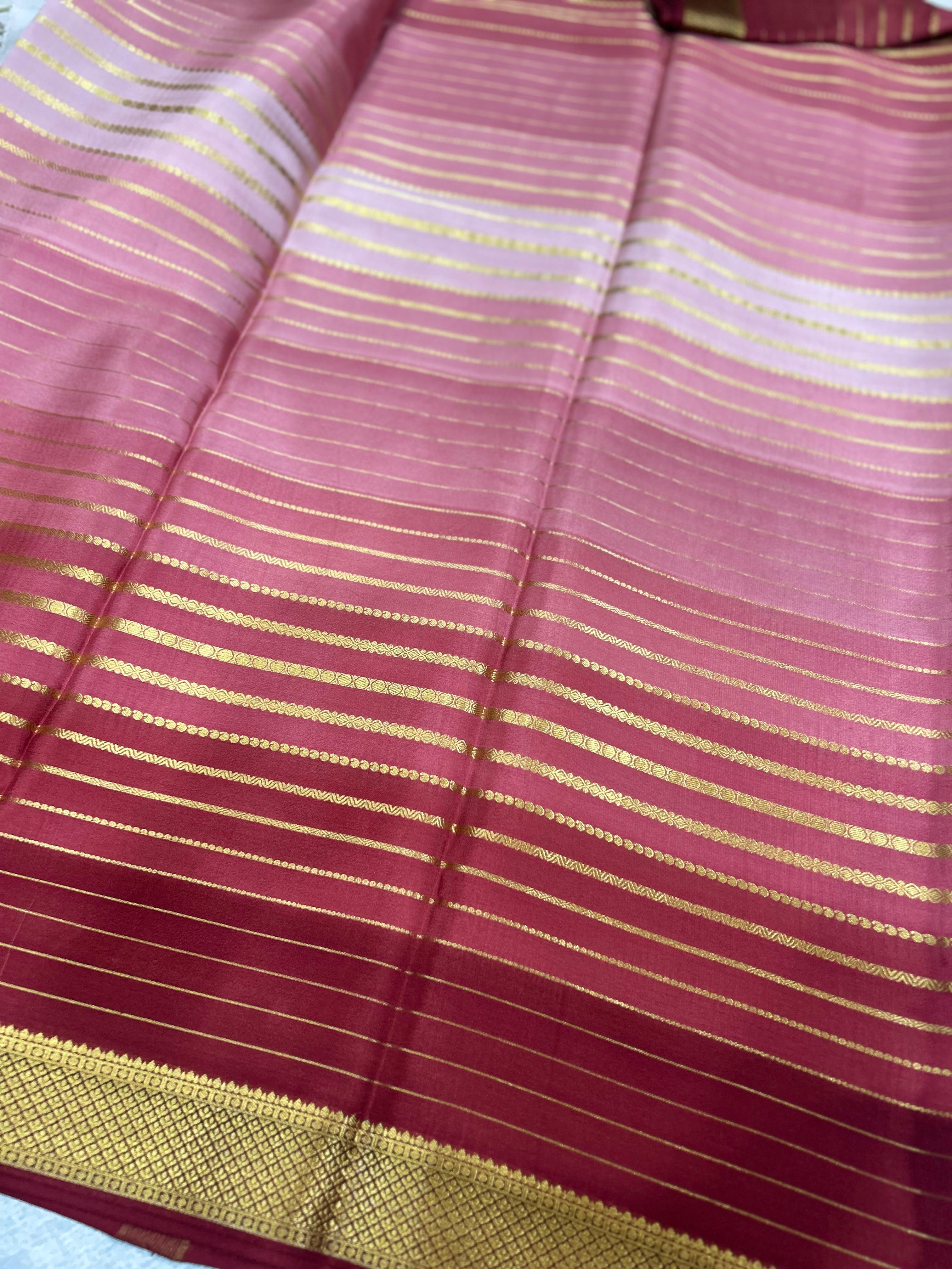 Brown stripes mysore silk saree 101