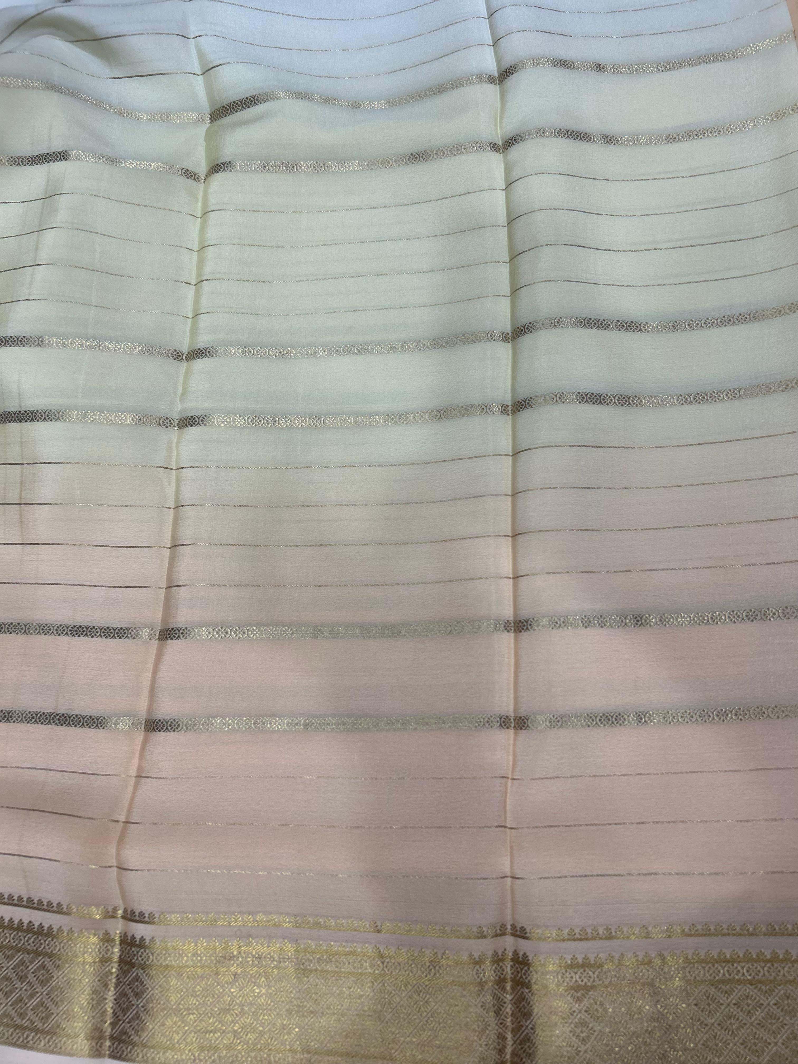 Cream stripes mysore silk saree 101