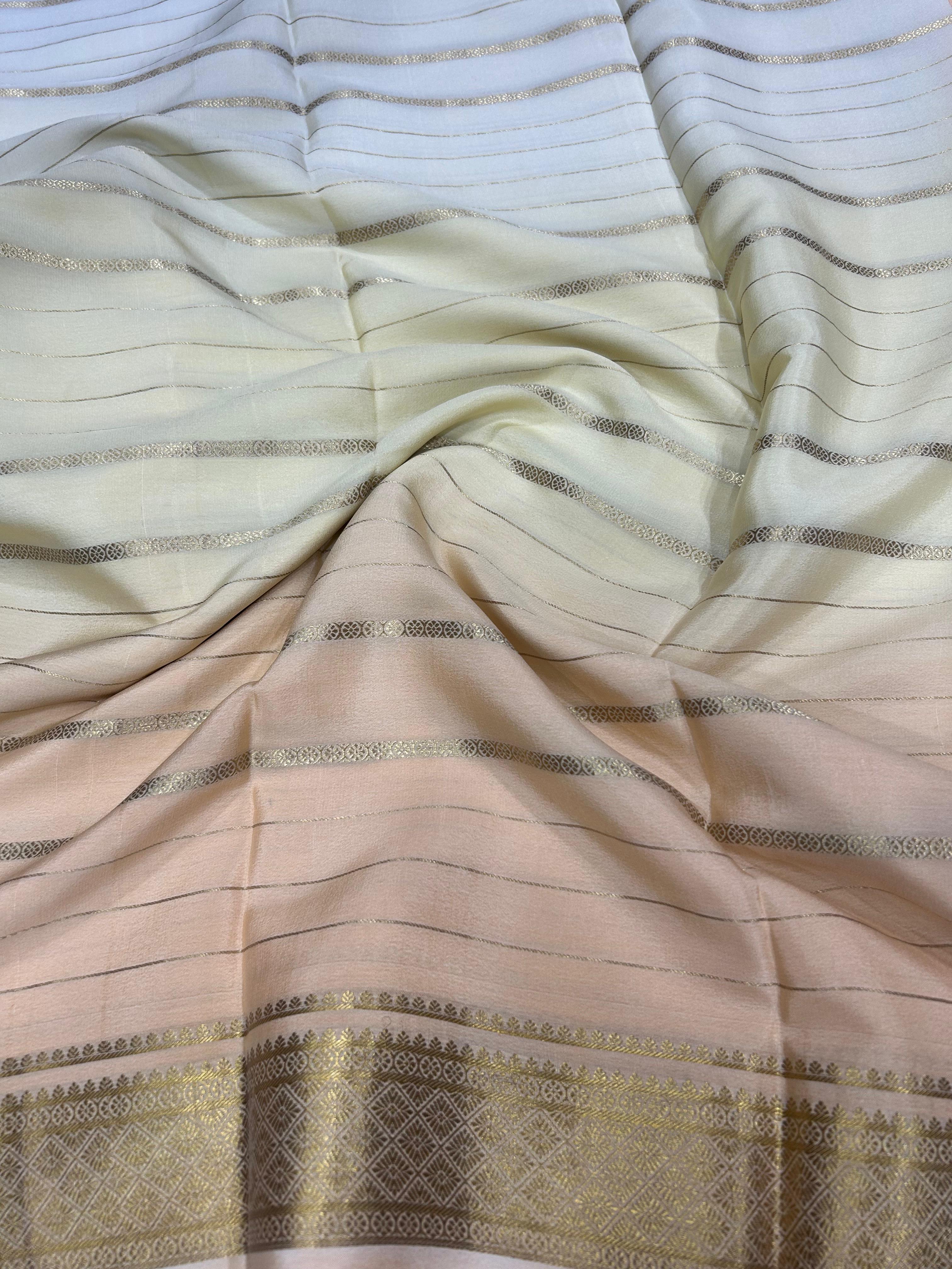 Cream stripes mysore silk saree 101