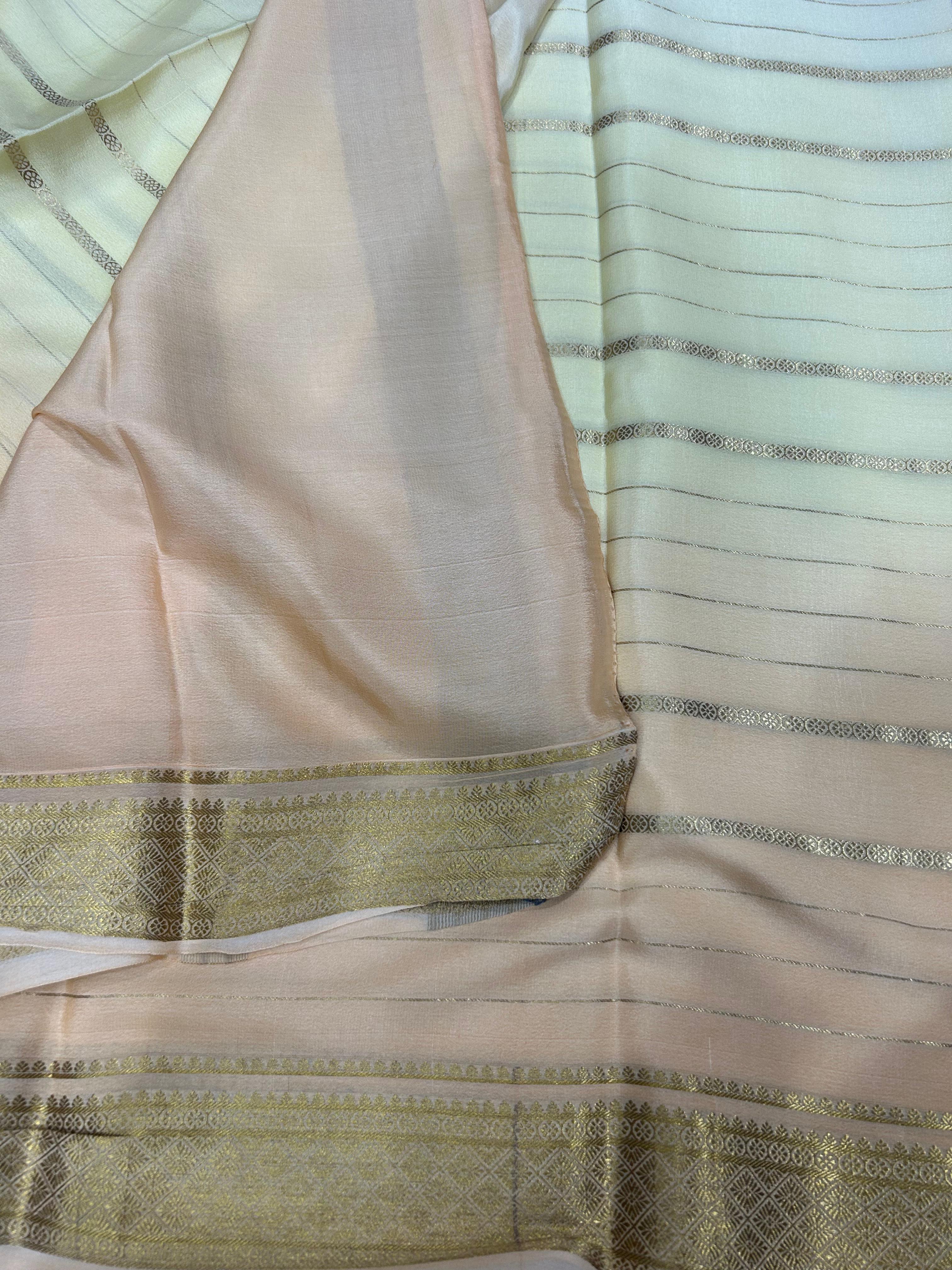 Cream stripes mysore silk saree 101