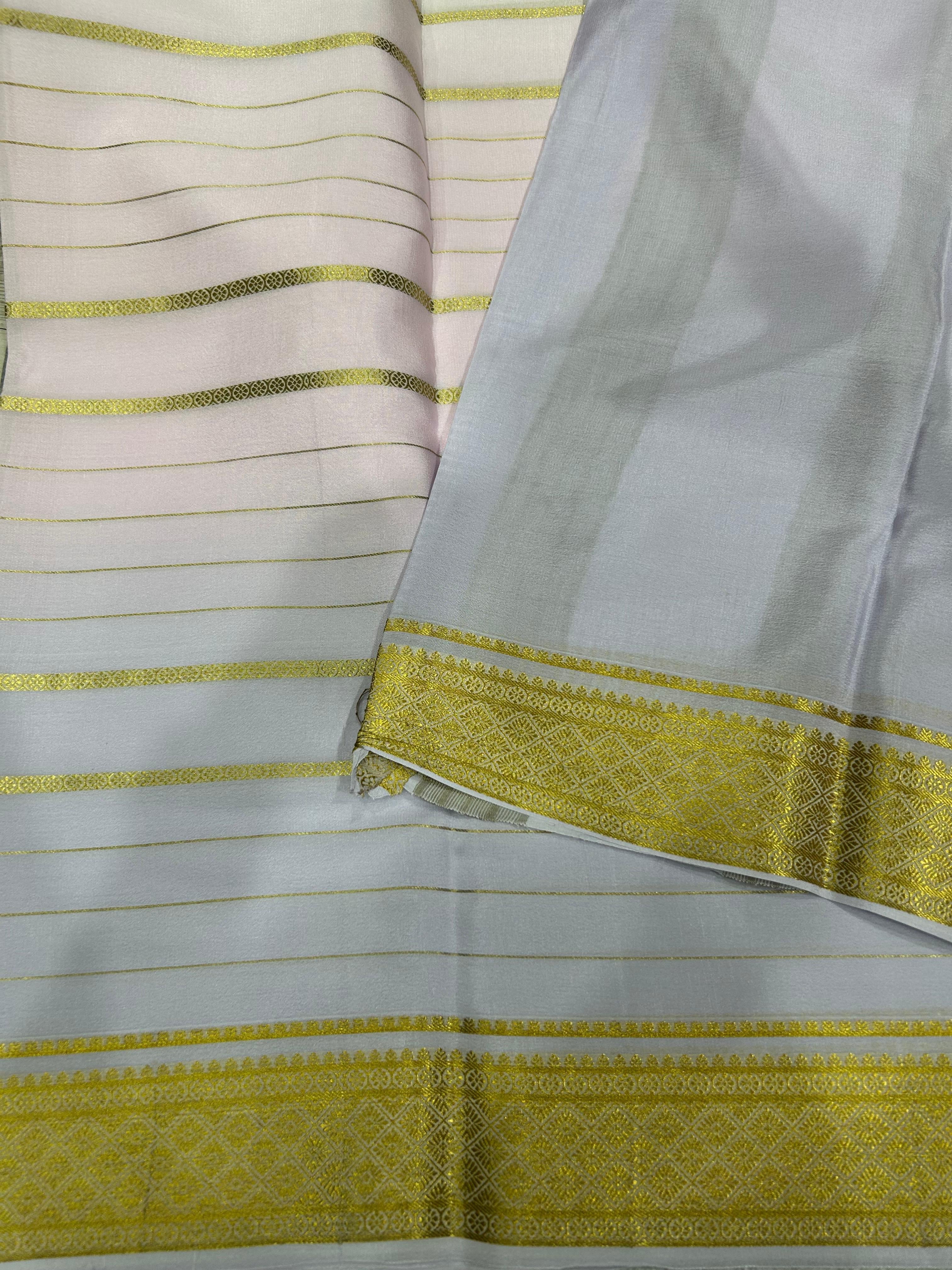Cream stripes mysore silk saree 101