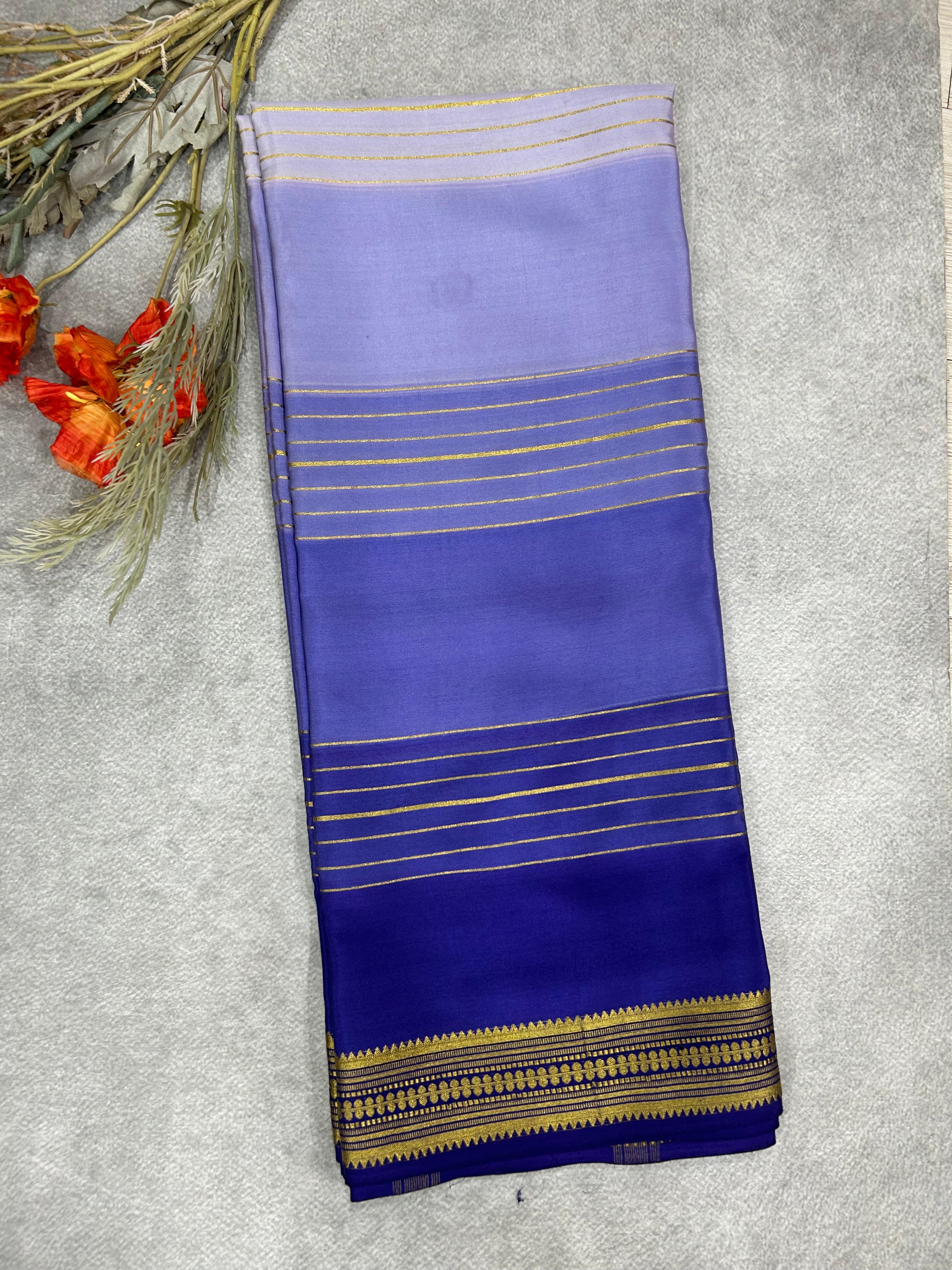 Purple stripes mysore silk saree 101