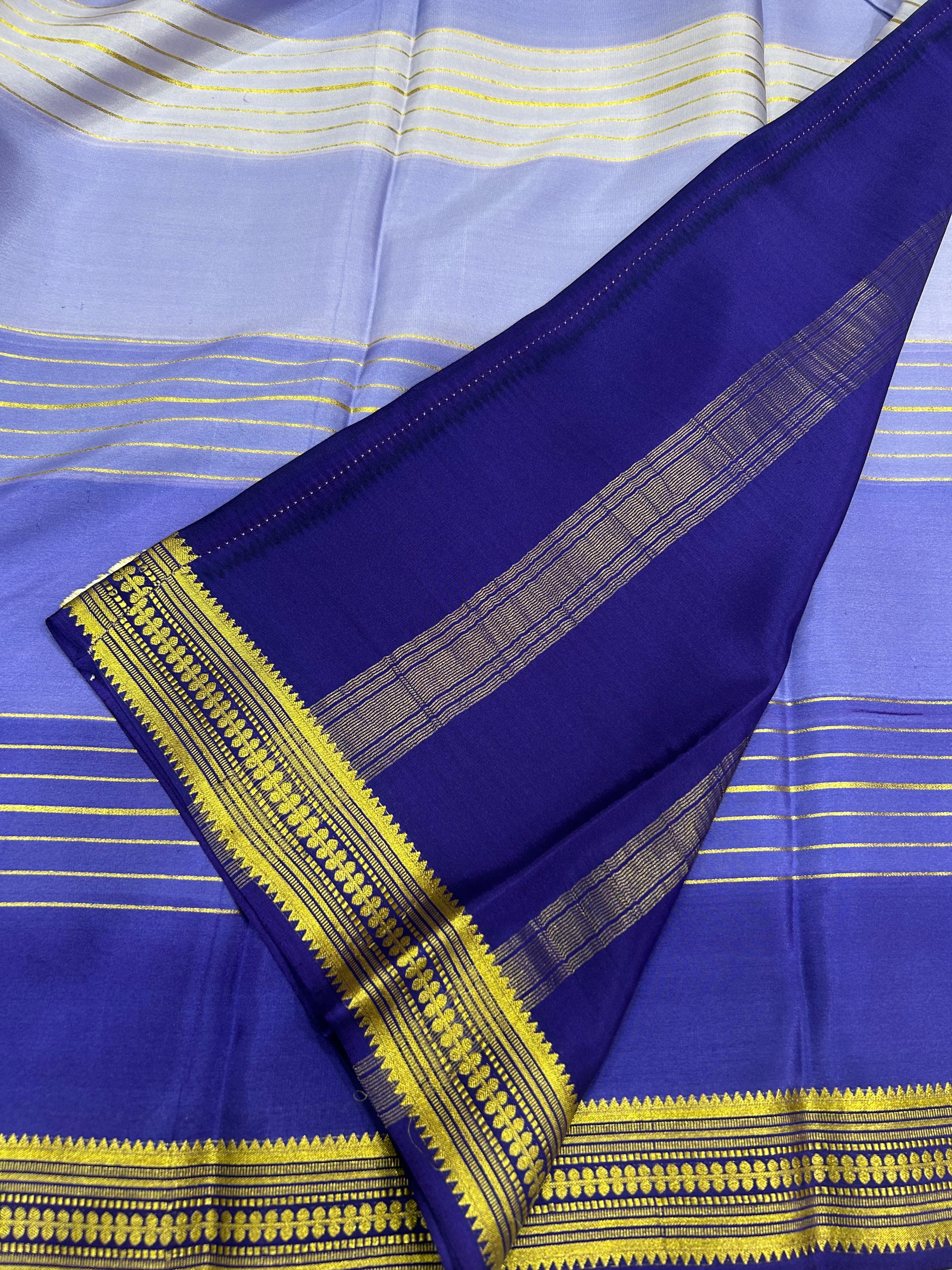 Purple stripes mysore silk saree 101