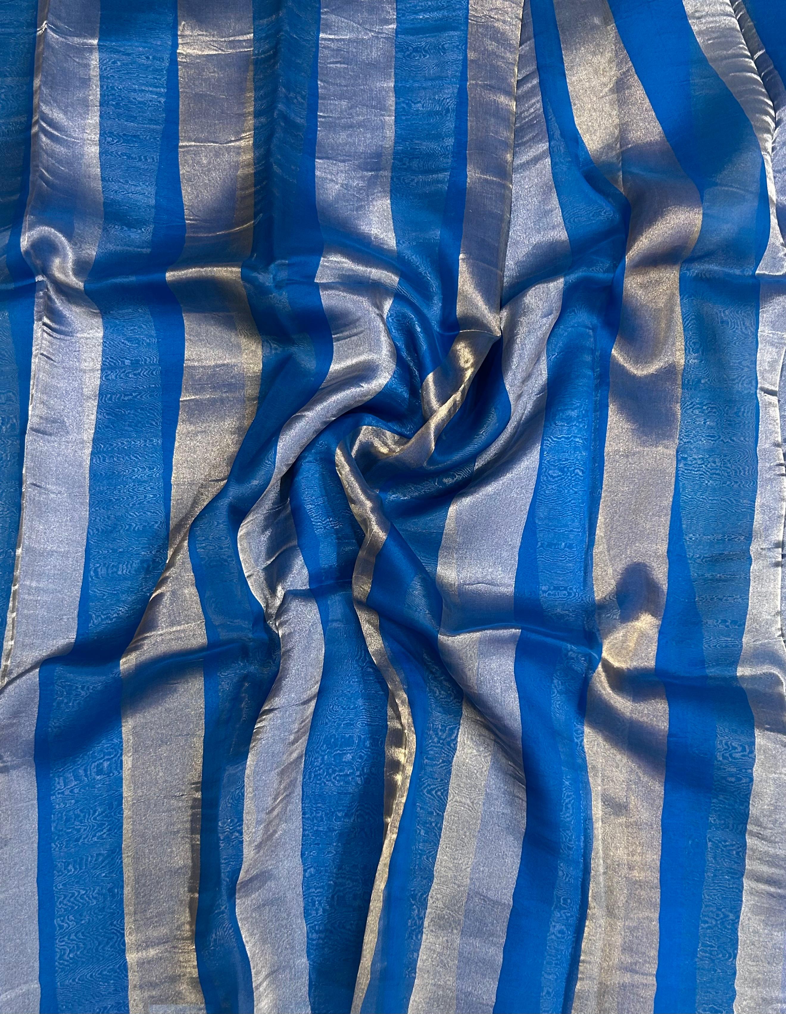 Blue-02 pure organza tissue -101 saree