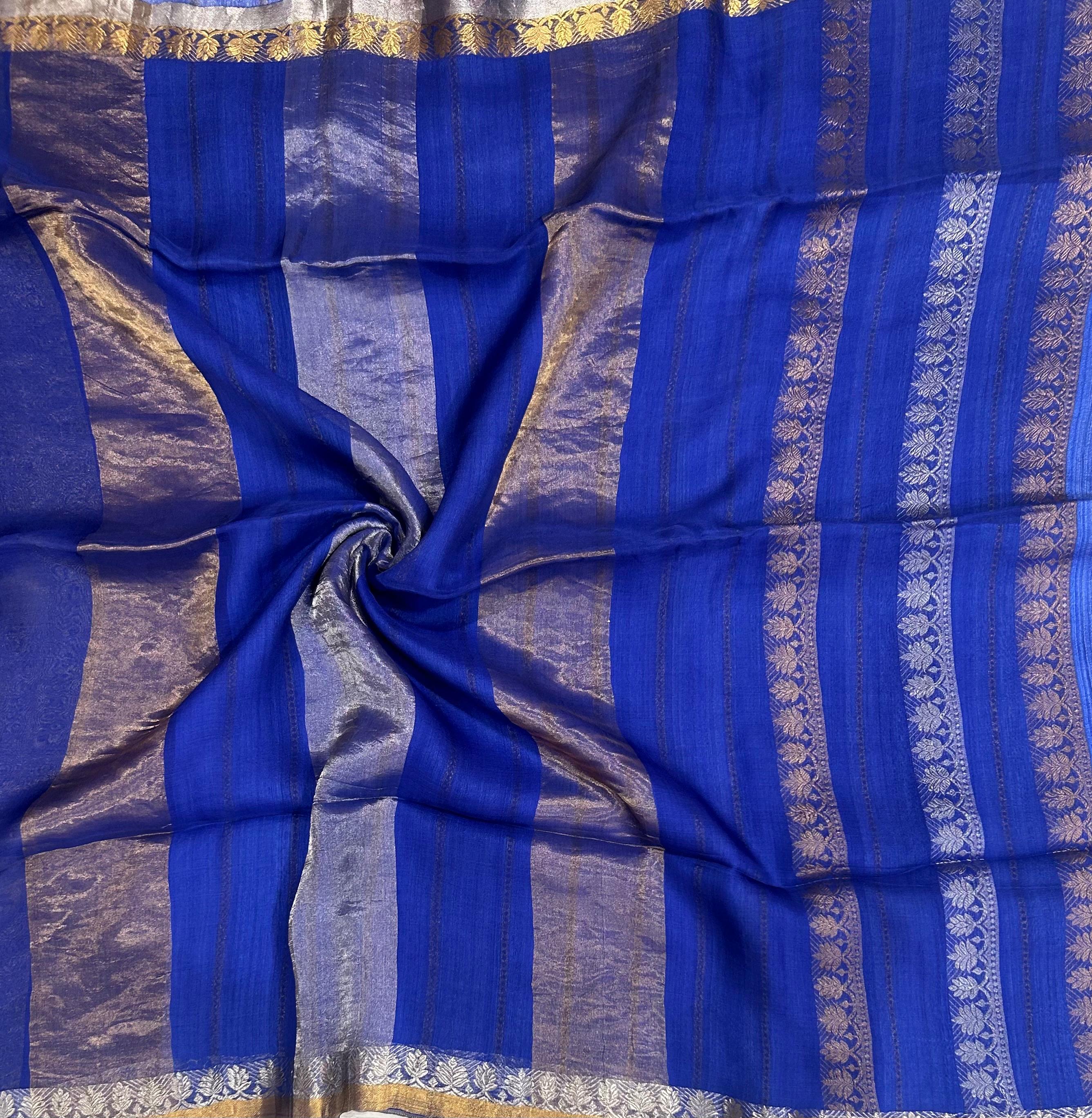Blue pure organza tissue-101 saree