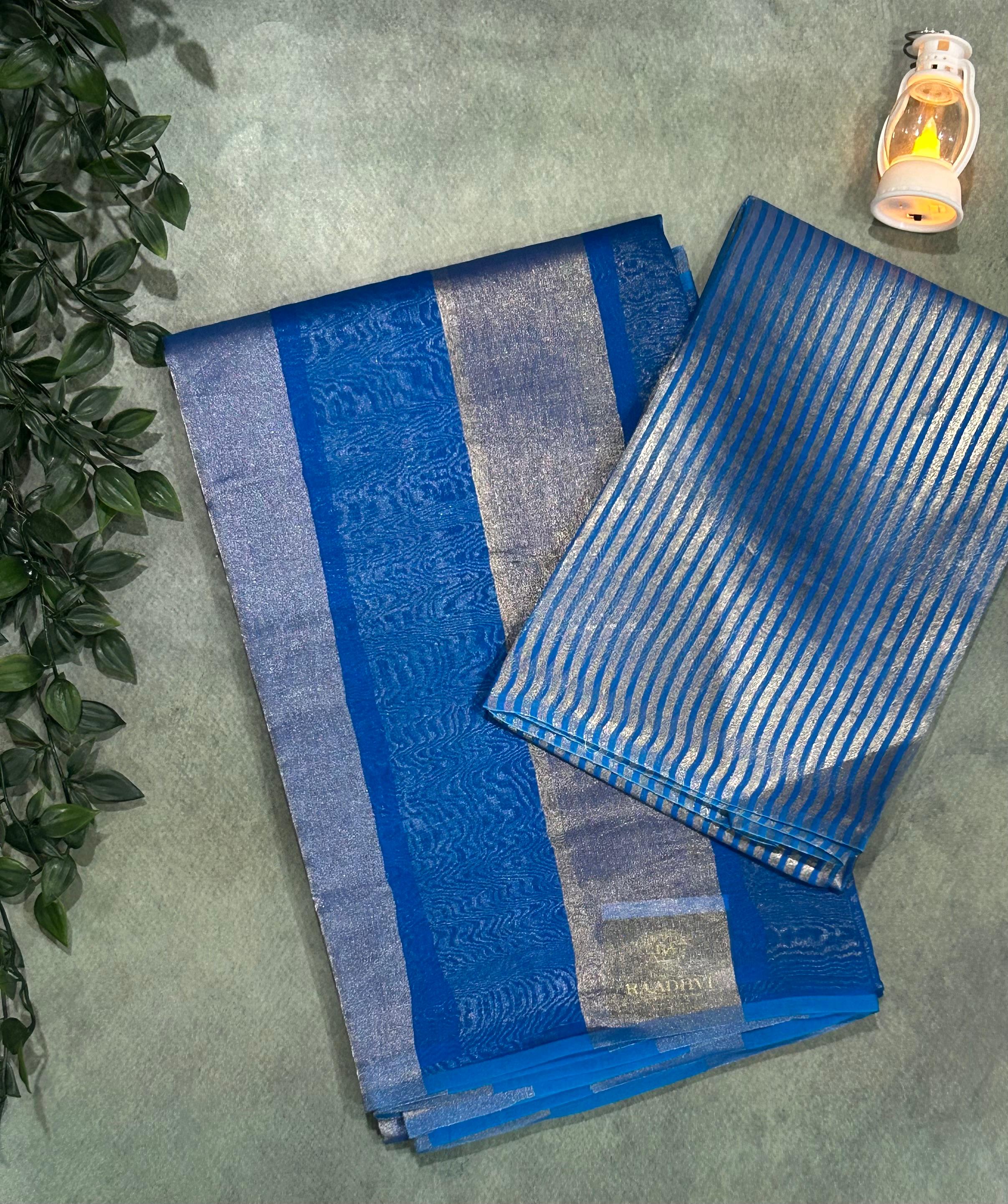 Blue-02 pure organza tissue -101 saree