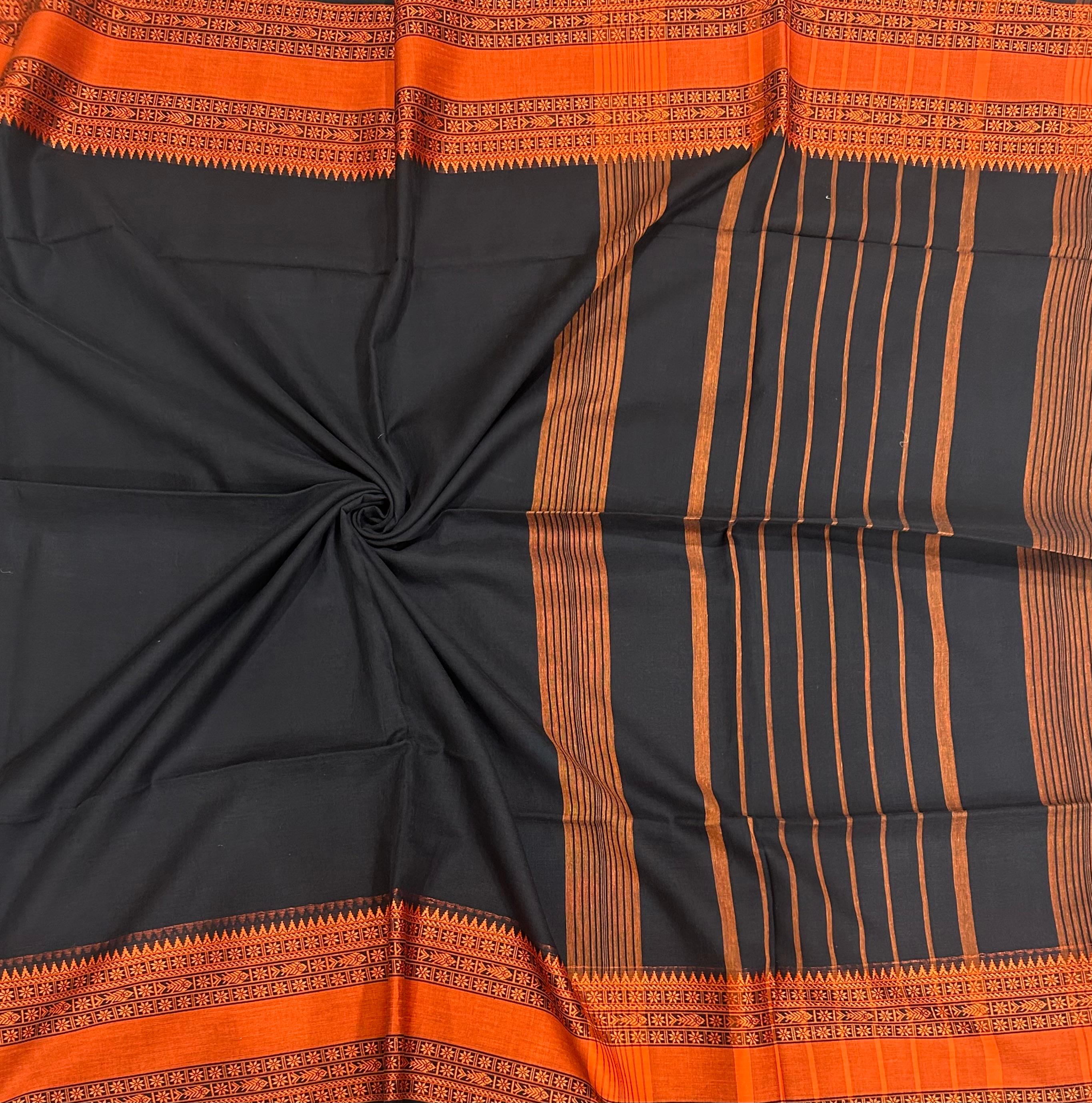 Cream n red cotton pure saree 102