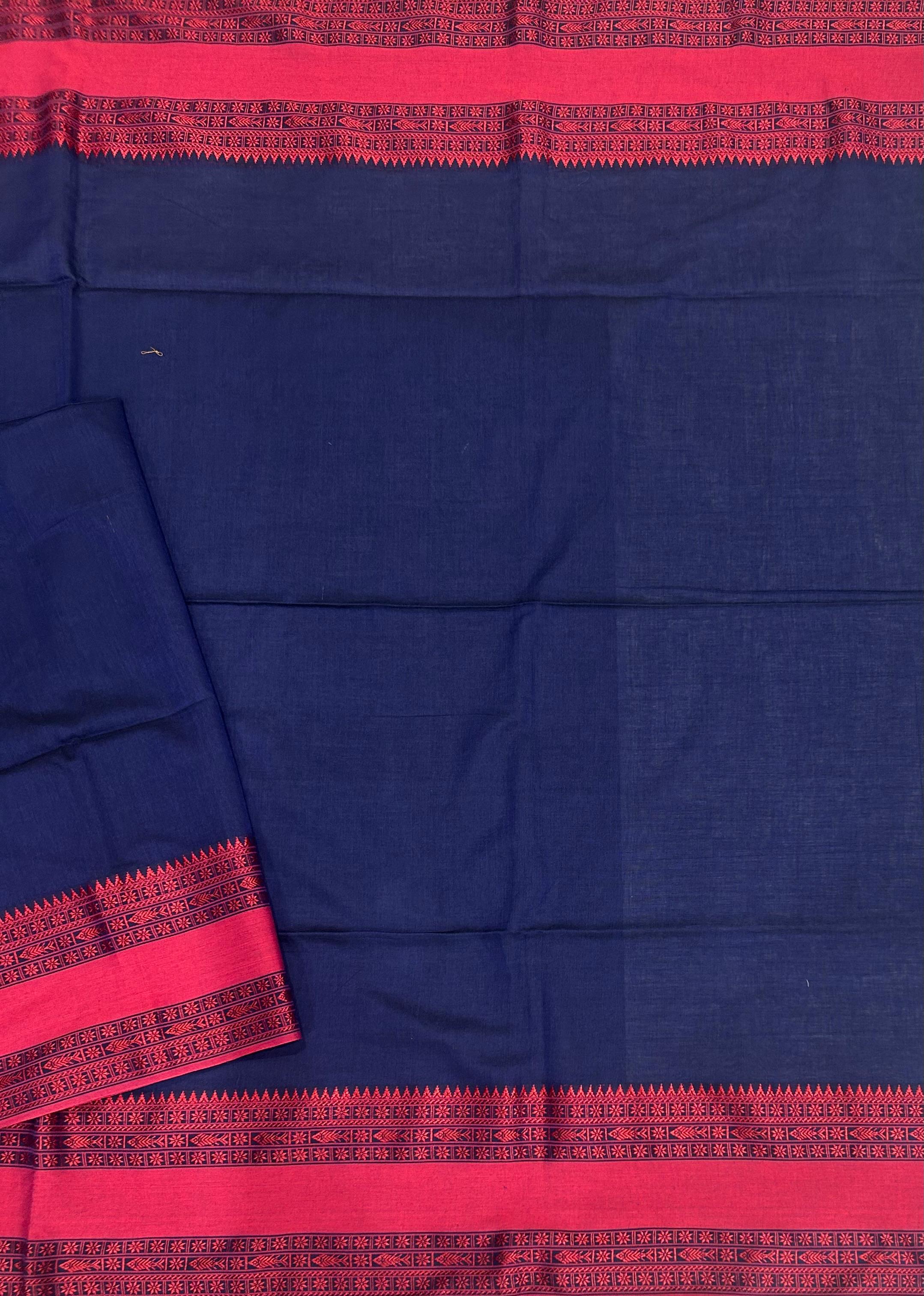 Blue n red Pure cotton saree 102