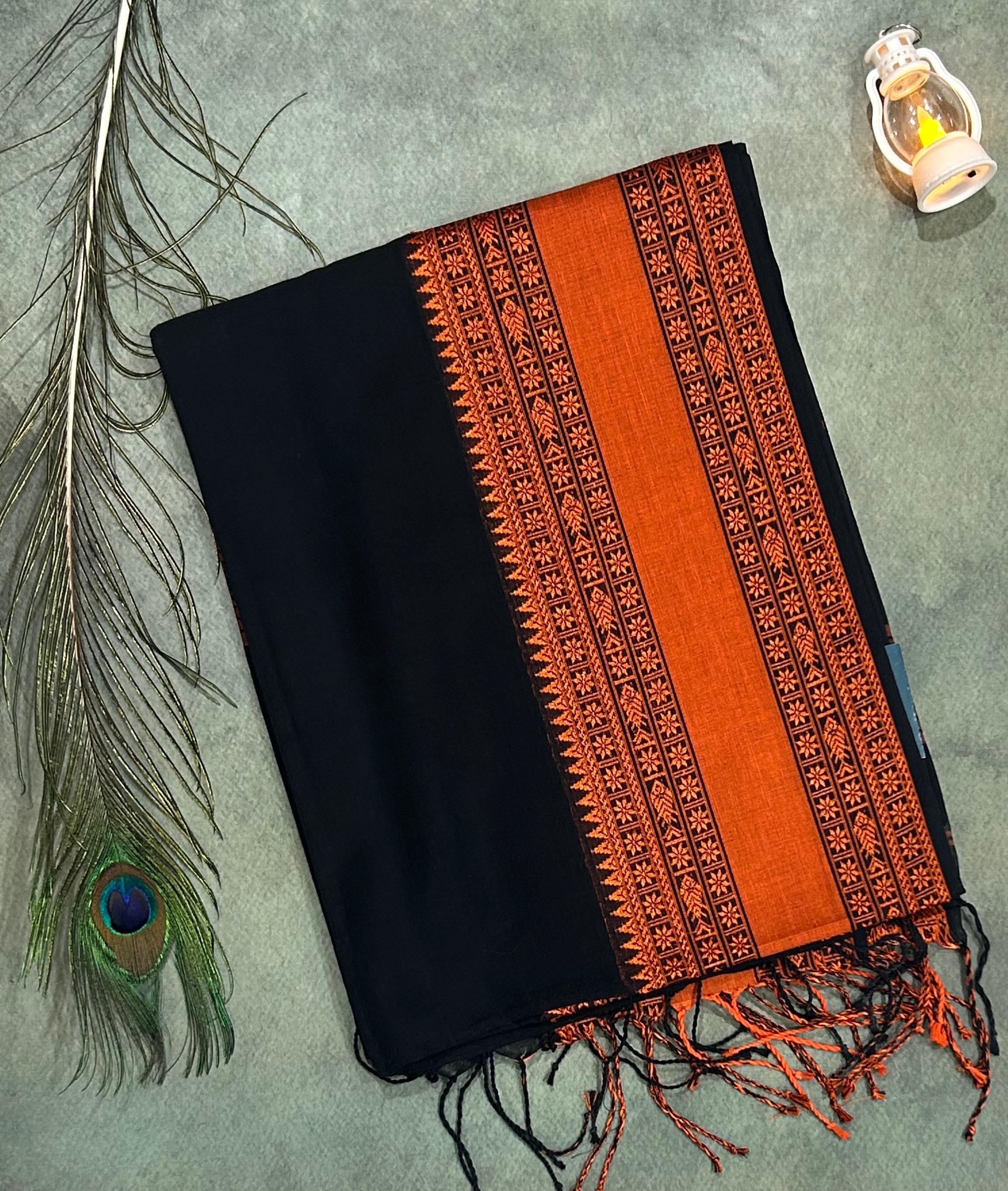 Cream n red cotton pure saree 102