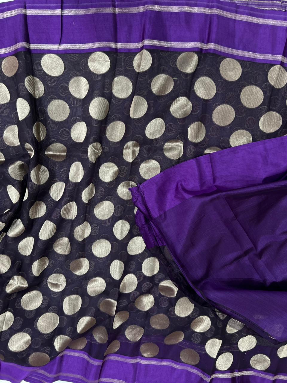 Purple pure organza polka dots saree 101