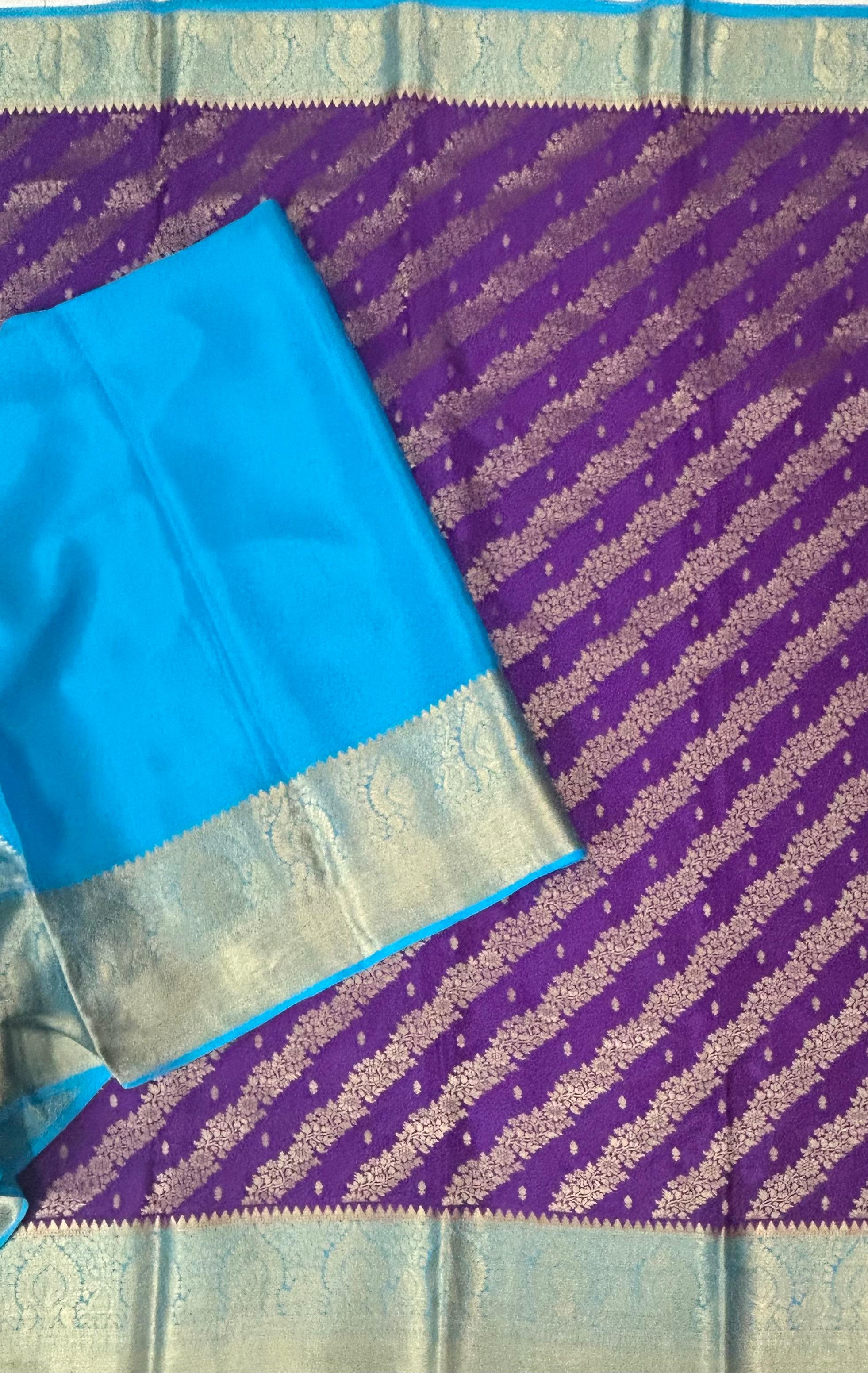 Purple brocade jaal pure mysore 102 saree