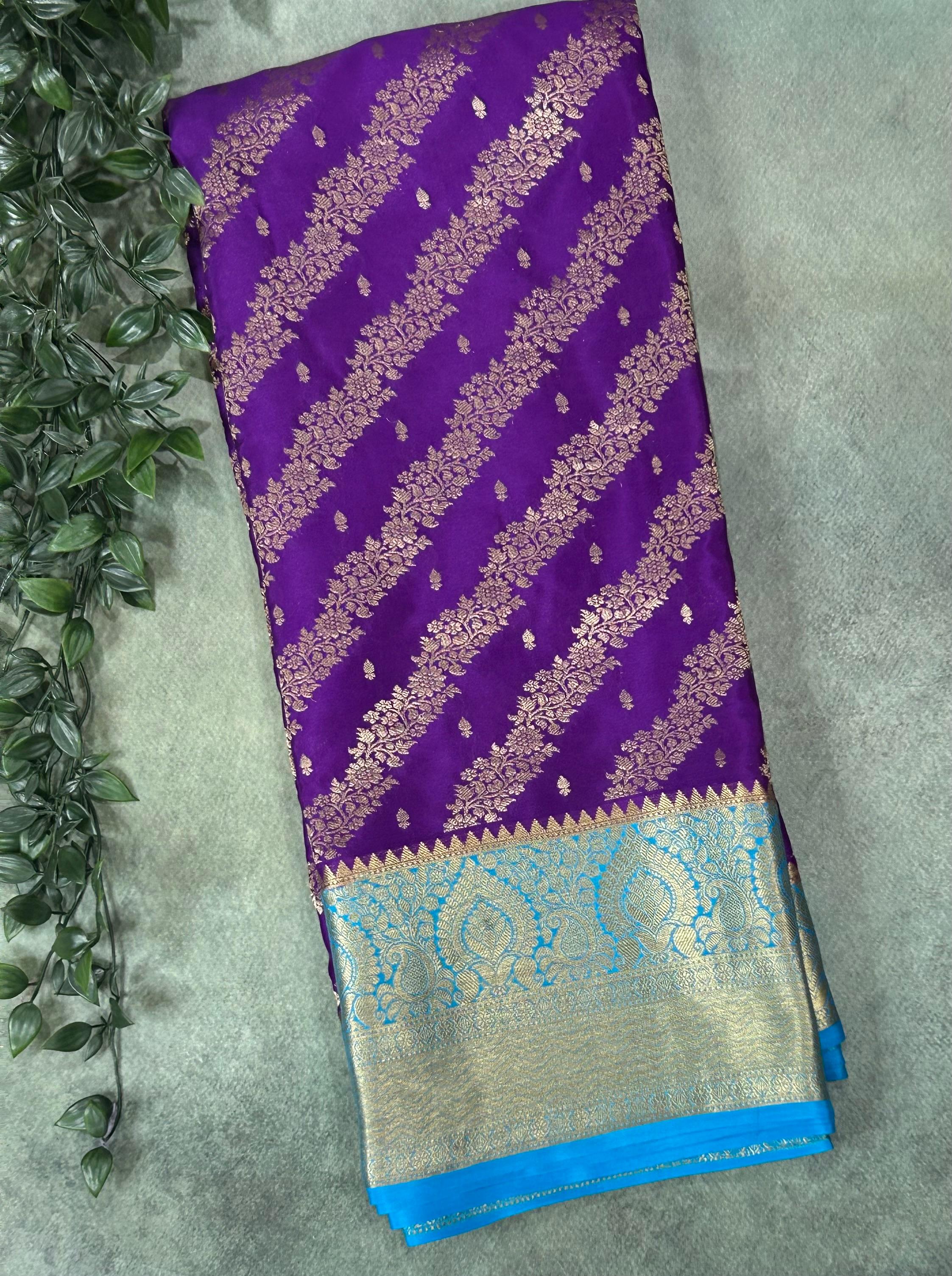 Purple brocade jaal pure mysore 102 saree