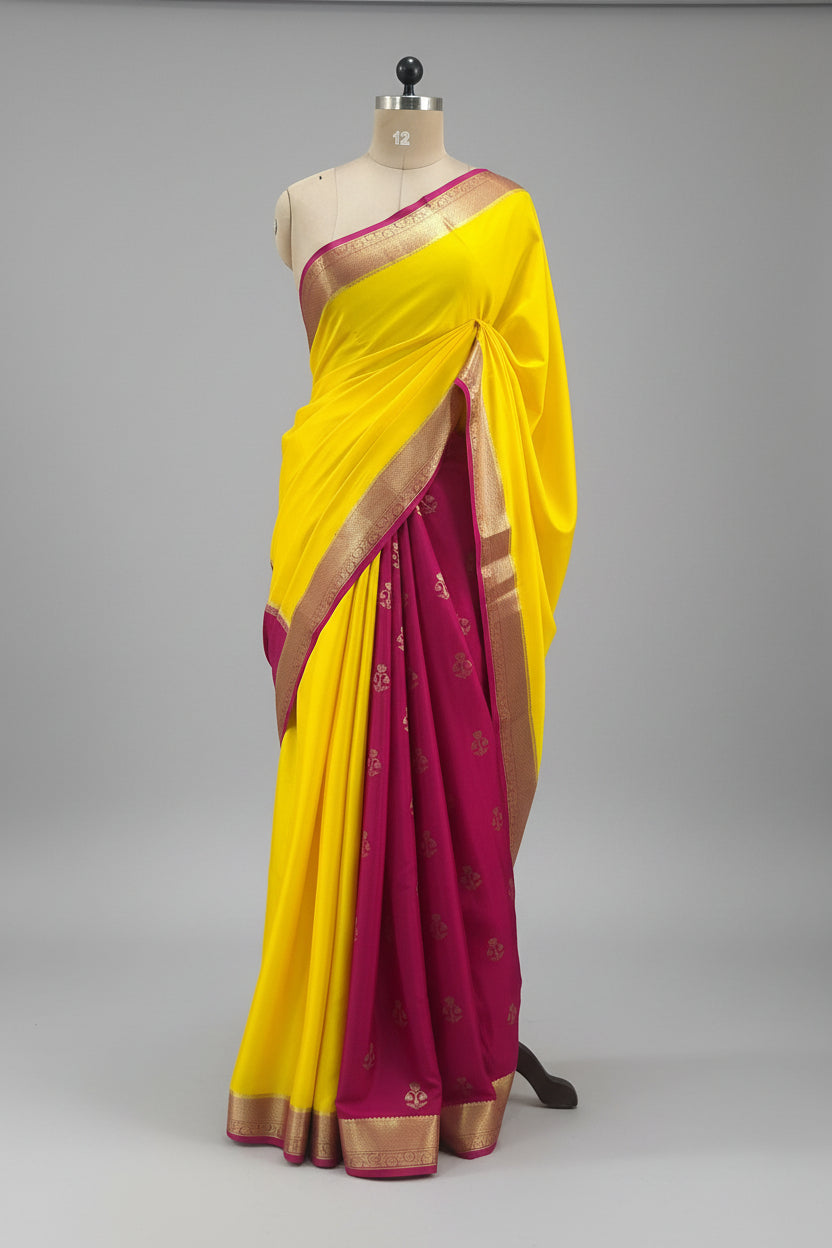 2D Partly Pallu pure mysore silk-102 saree