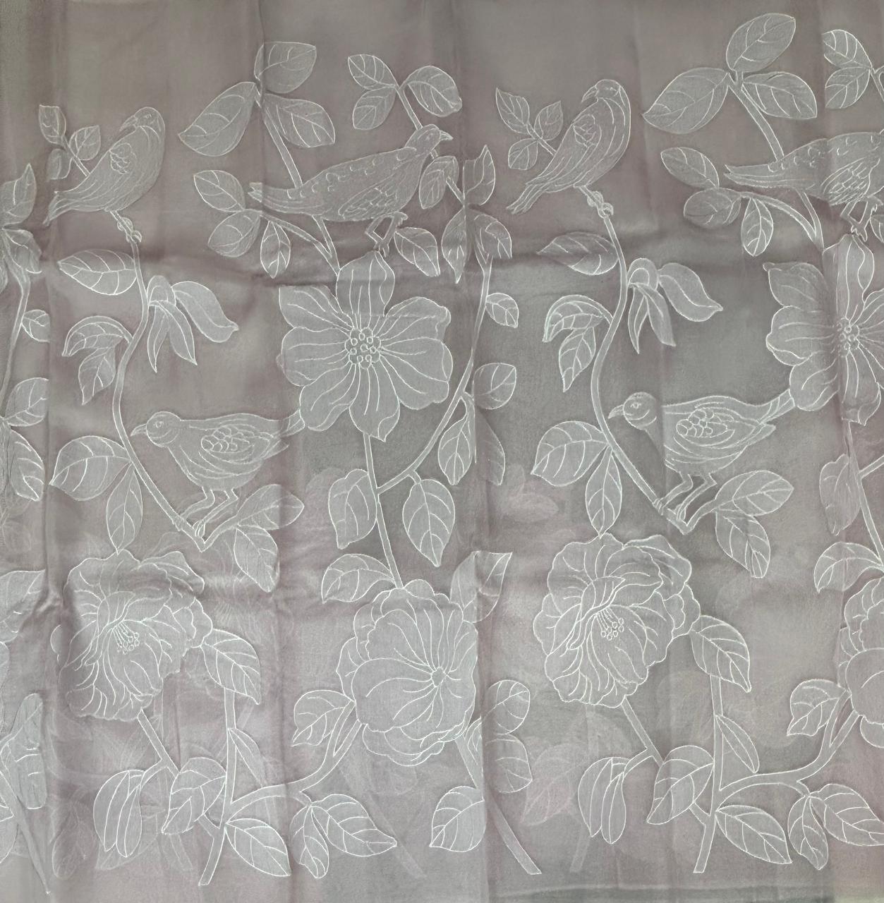 Lilac aplique work pure organza 102 saree