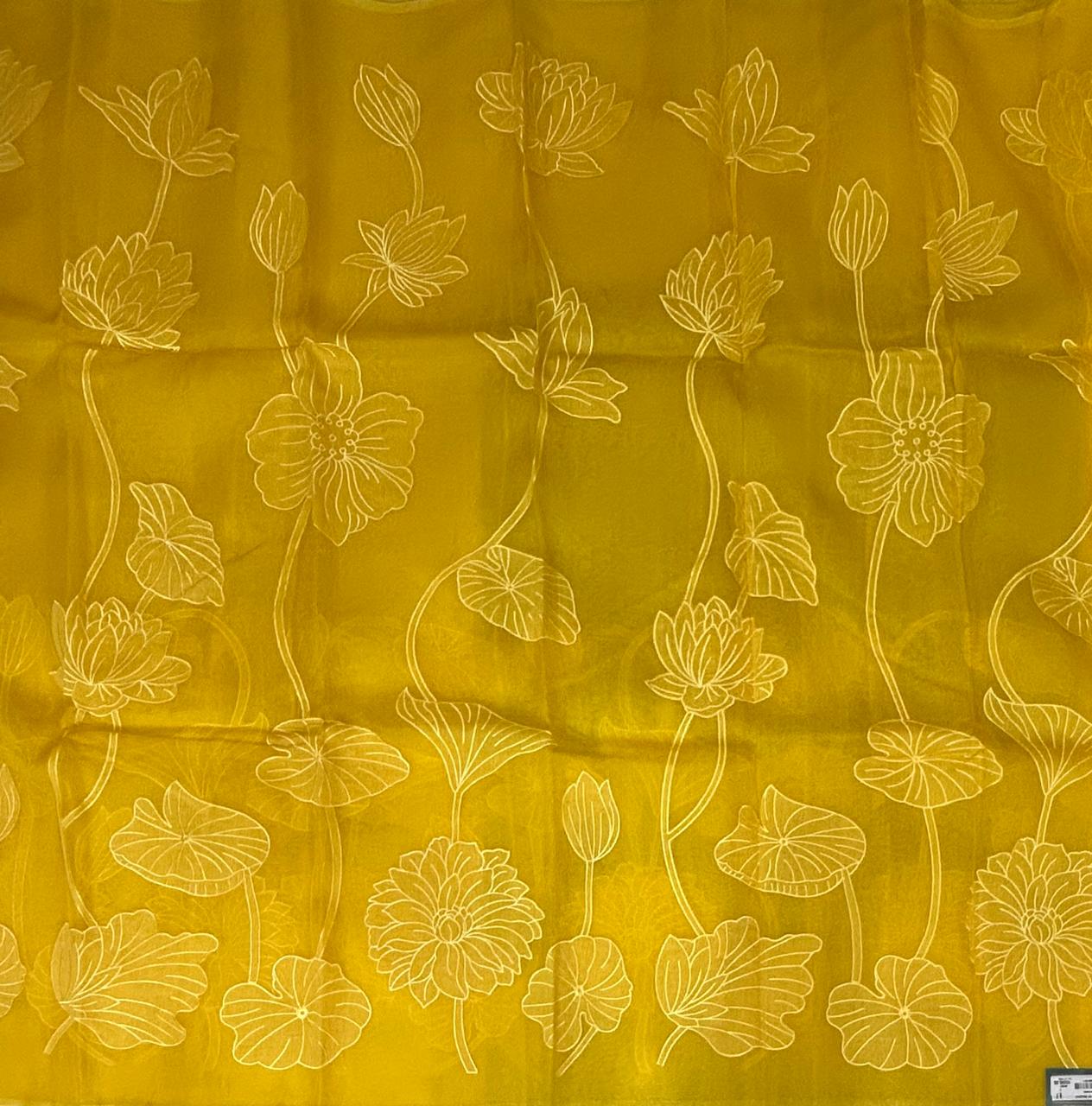 Yellow aplique work pure organza 102 saree