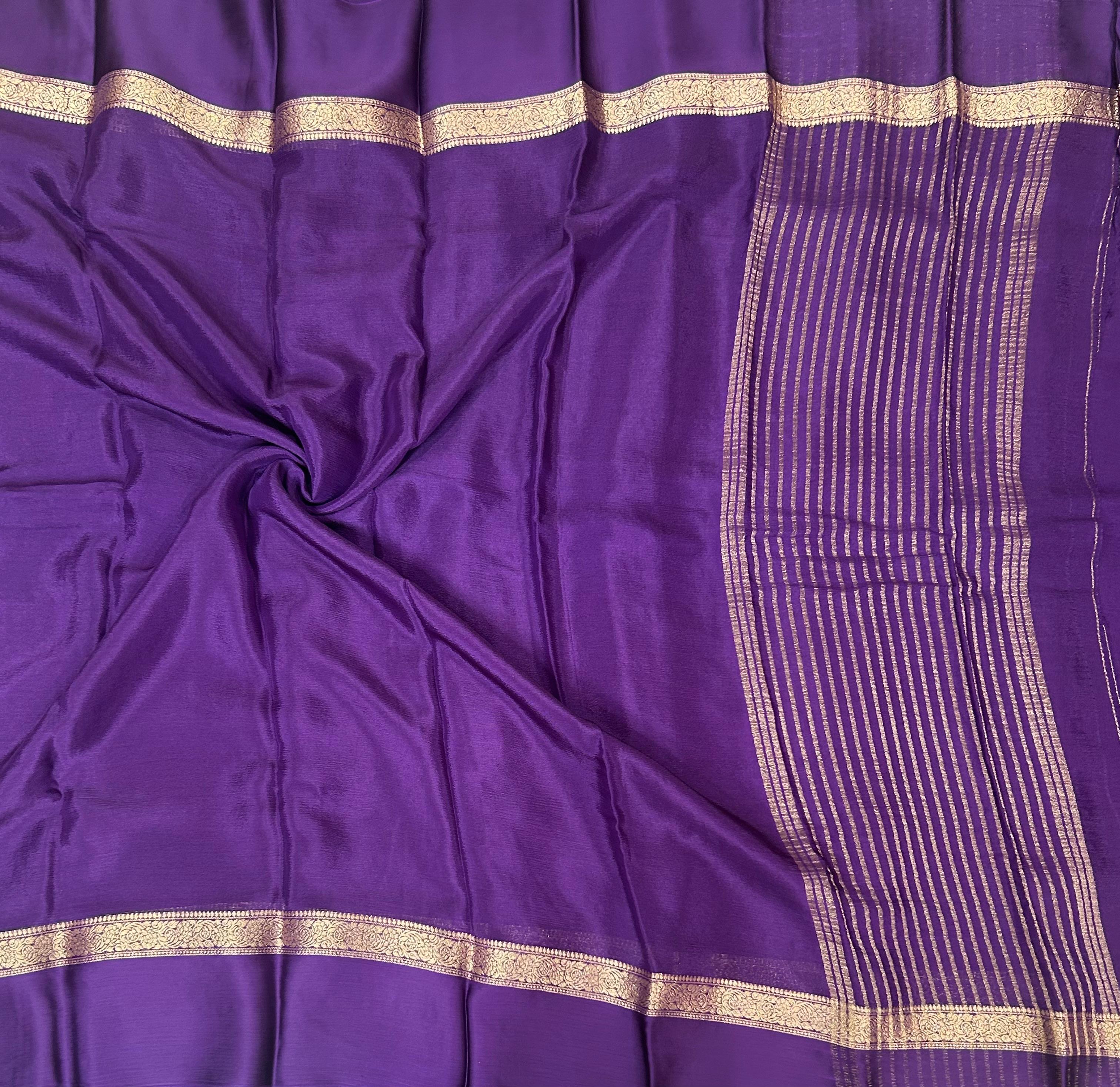 Purple semi wrinkle crepe 102 saree