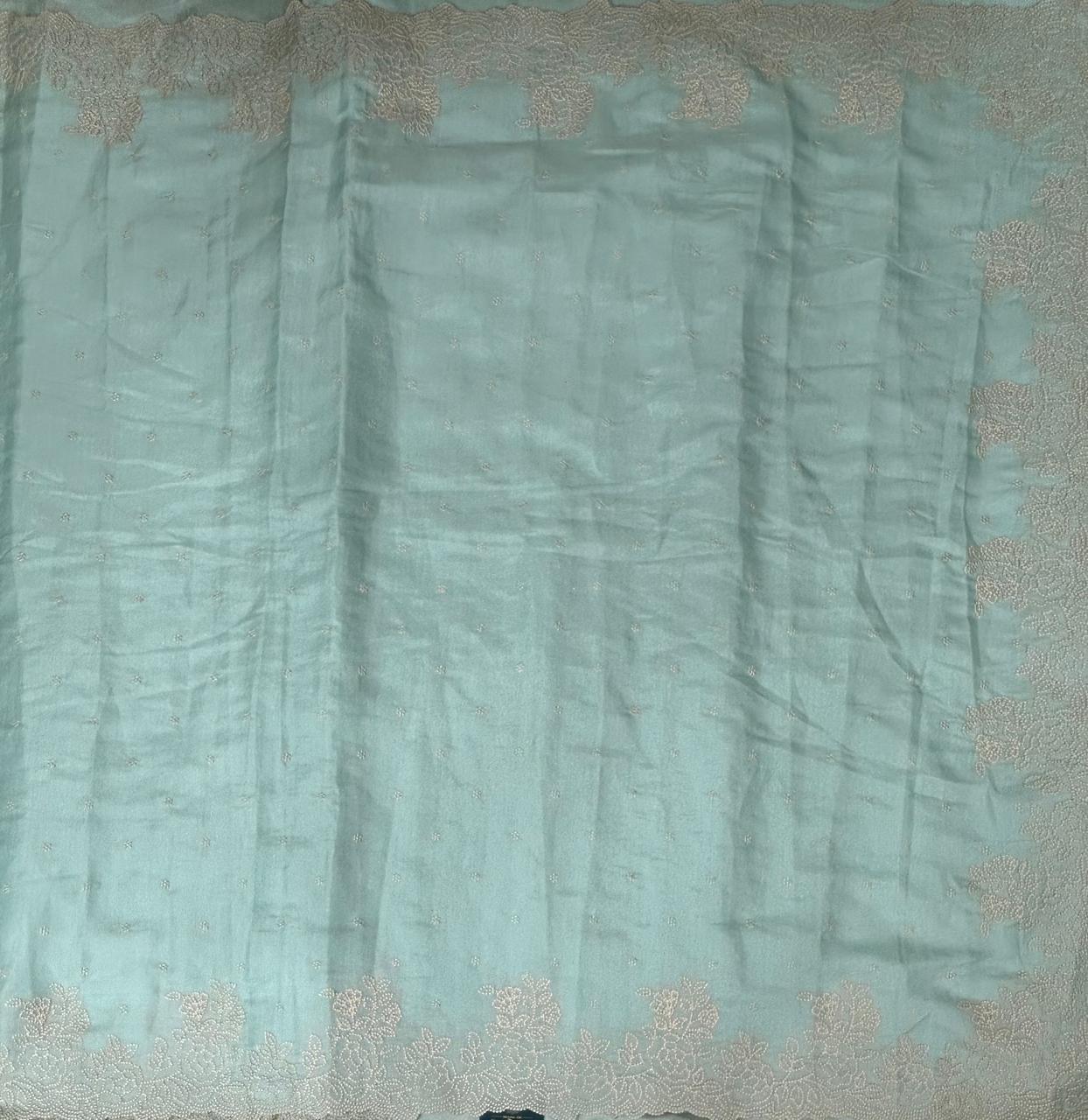 Pastel blue tussar embrodiery 02 saree