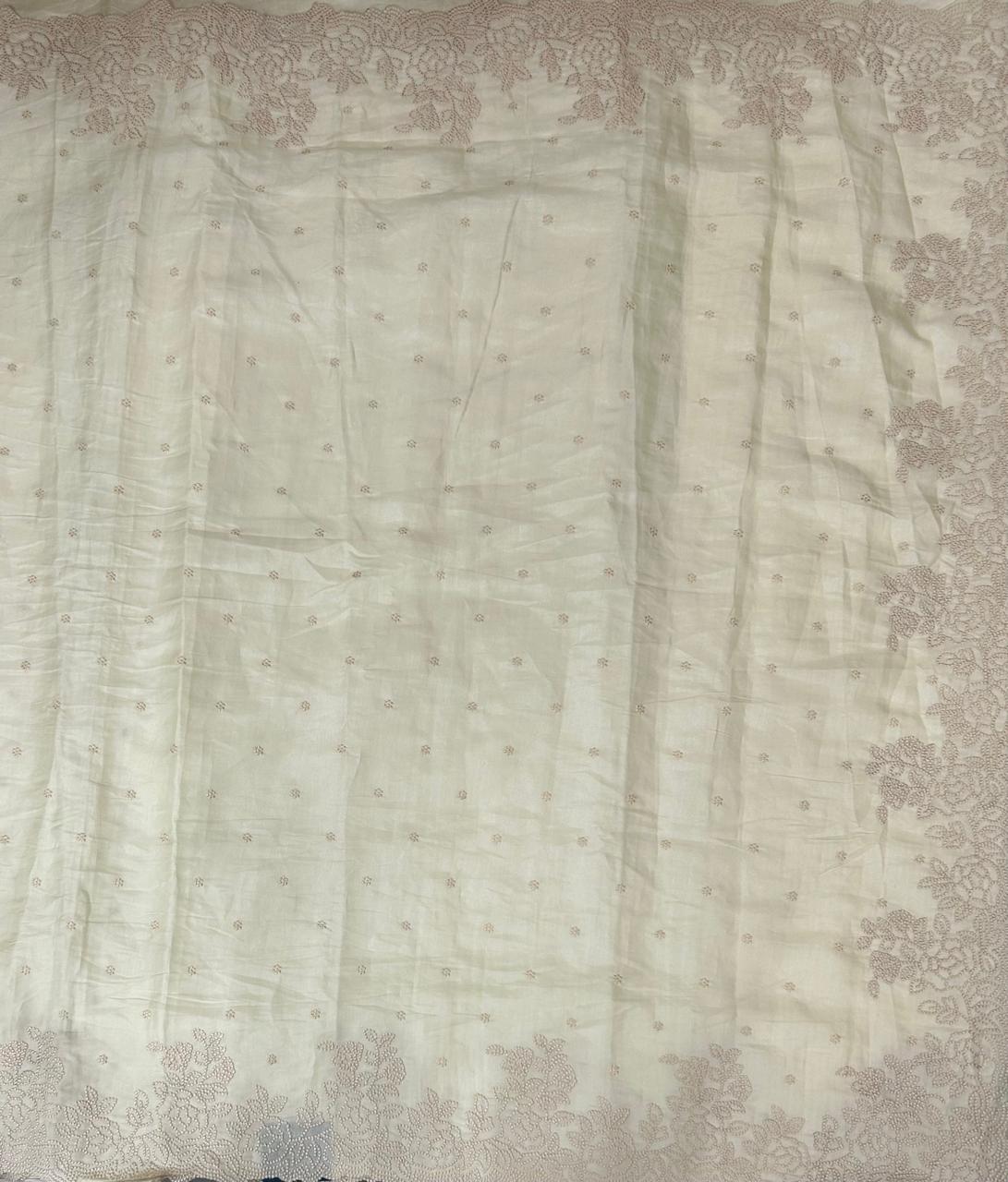 Cream tussar embrodiery 02 saree