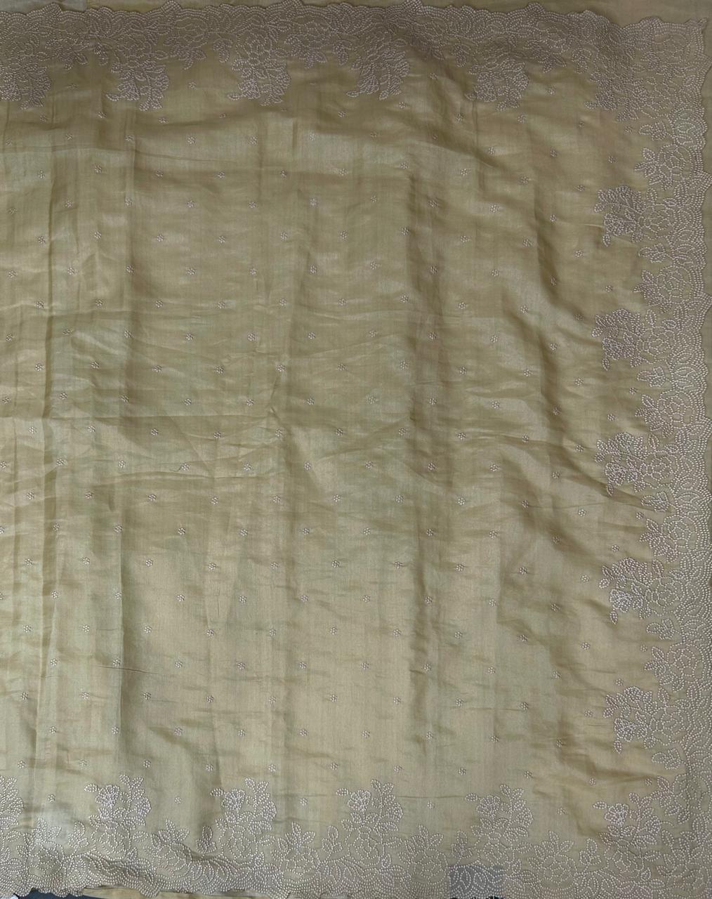 Ivory tussar embrodiery 02 saree