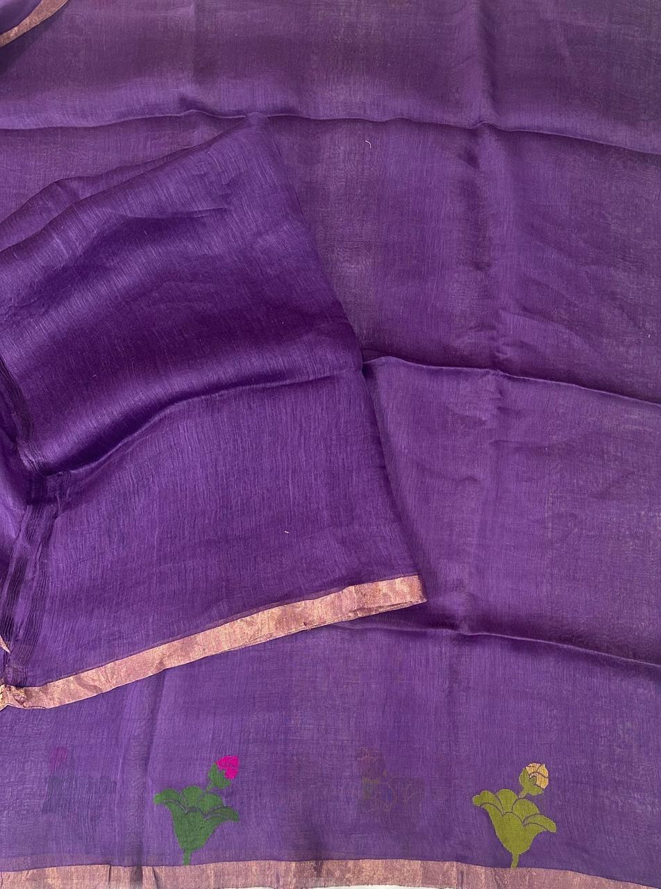 Purple tussar jamdani 102 saree