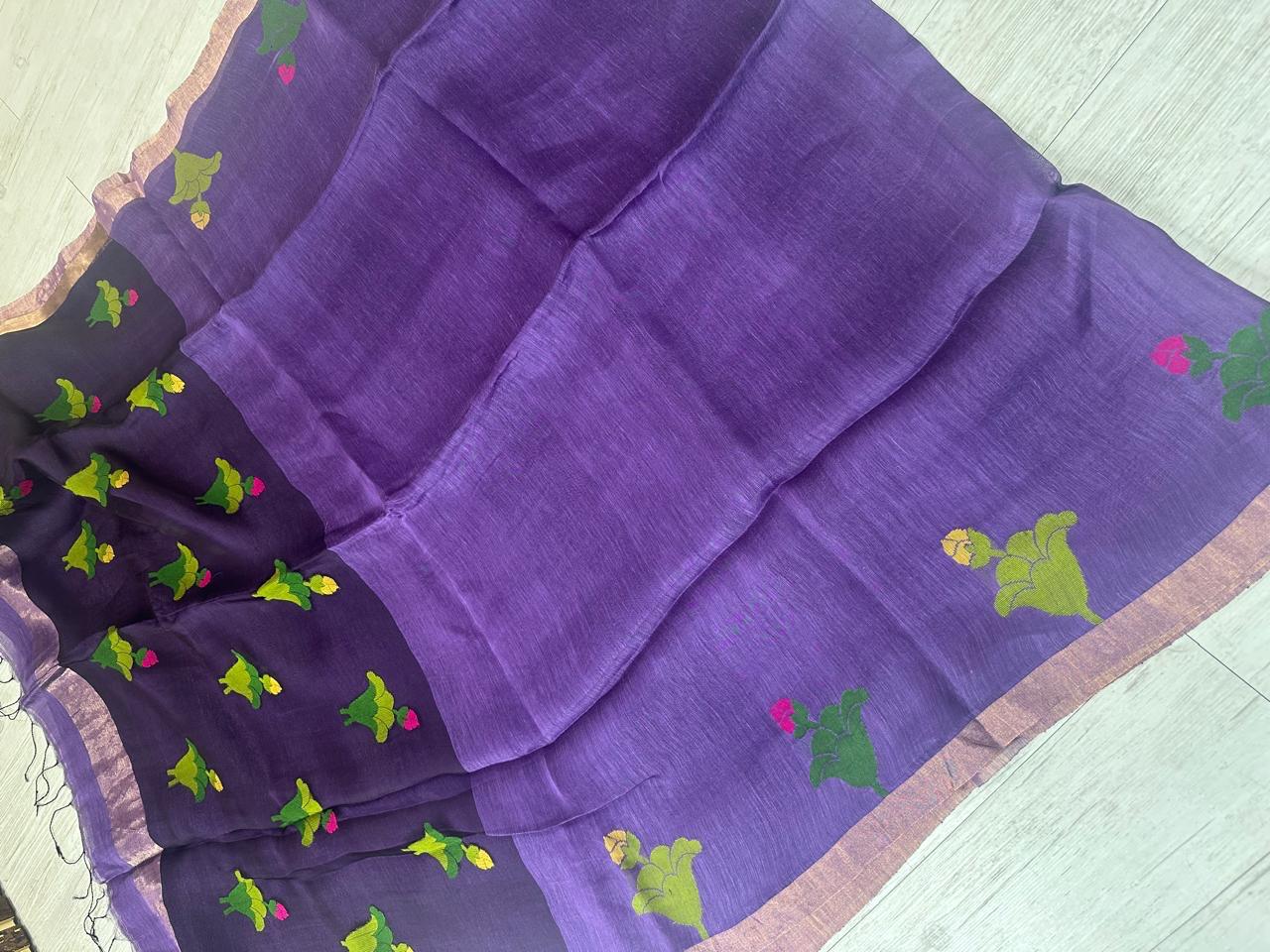 Purple tussar jamdani 102 saree