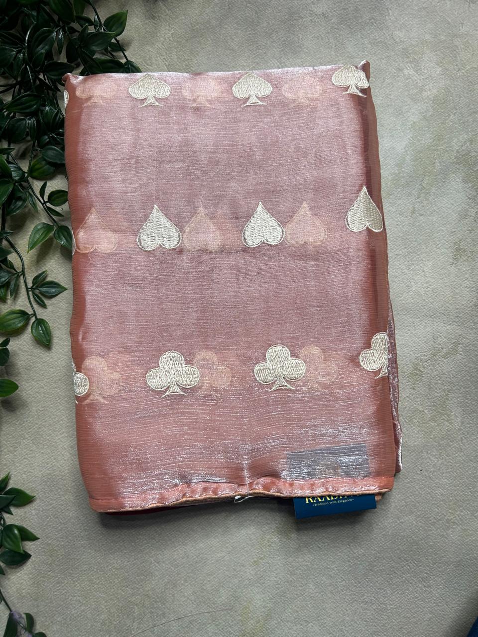 Peach small butta jimmy choo saree